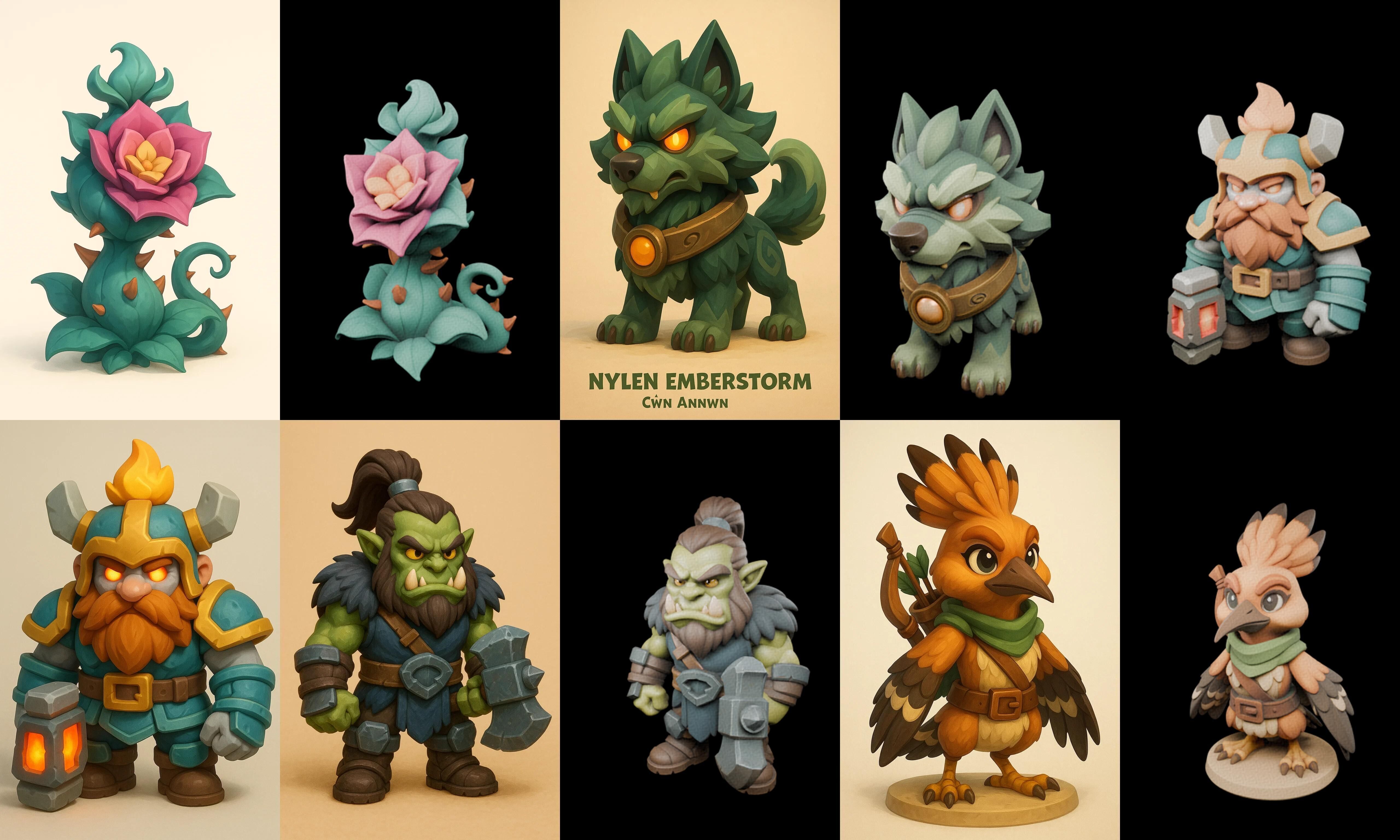 Role Play Fantasy Character bundle 21 pack 100 glb Low-poly 3D model_11