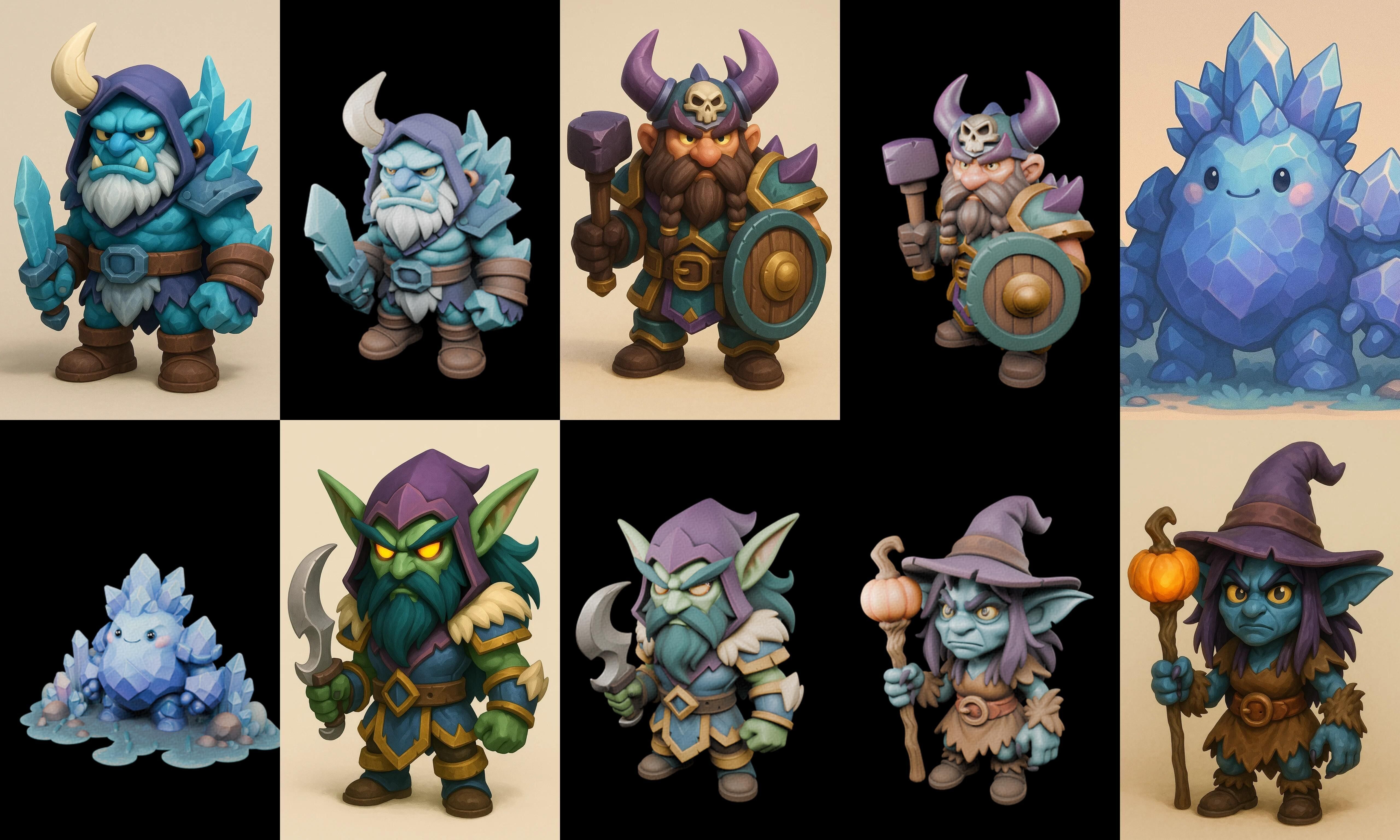 Role Play Fantasy Character bundle 21 pack 100 glb Low-poly 3D model_14