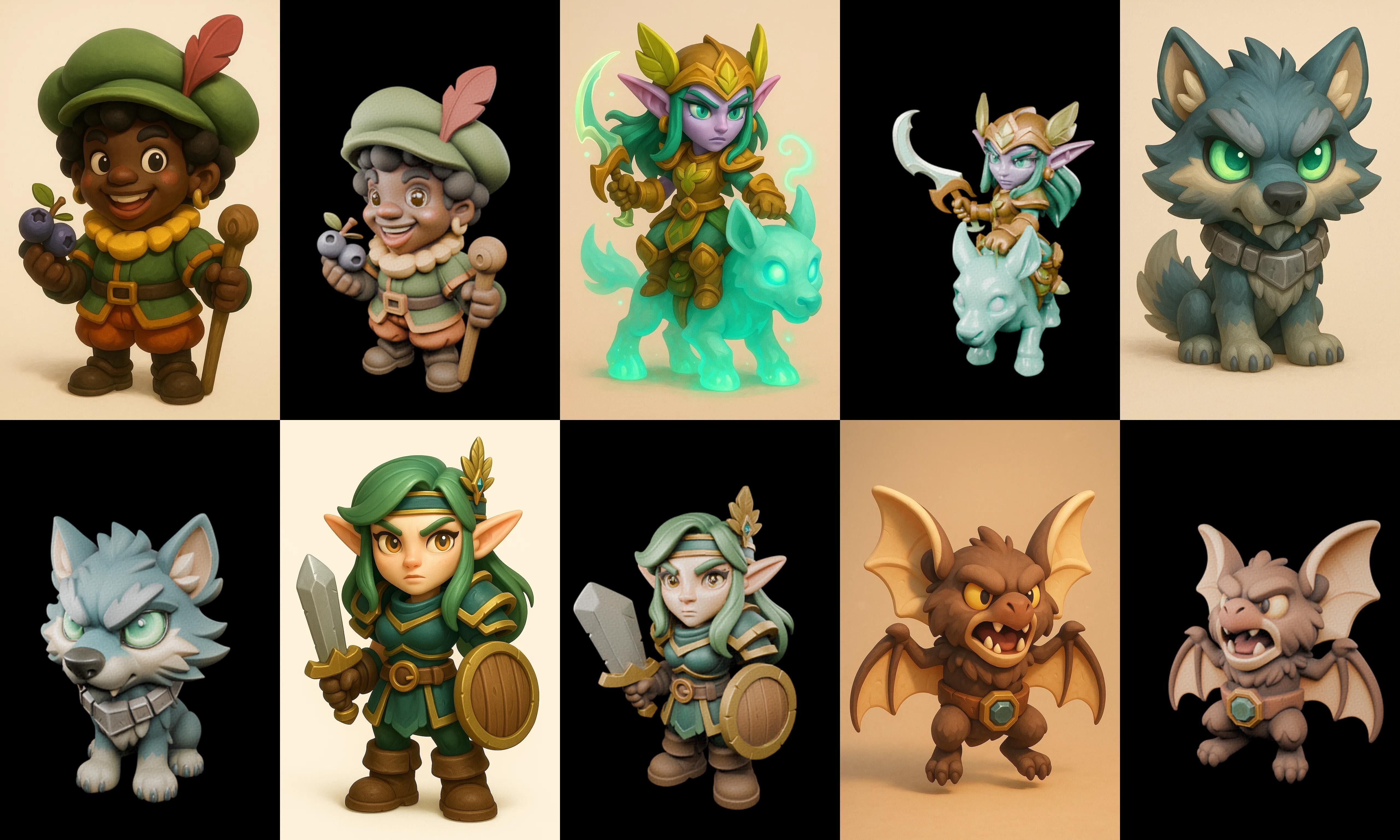Role Play Fantasy Character bundle 21 pack 100 glb Low-poly 3D model_3