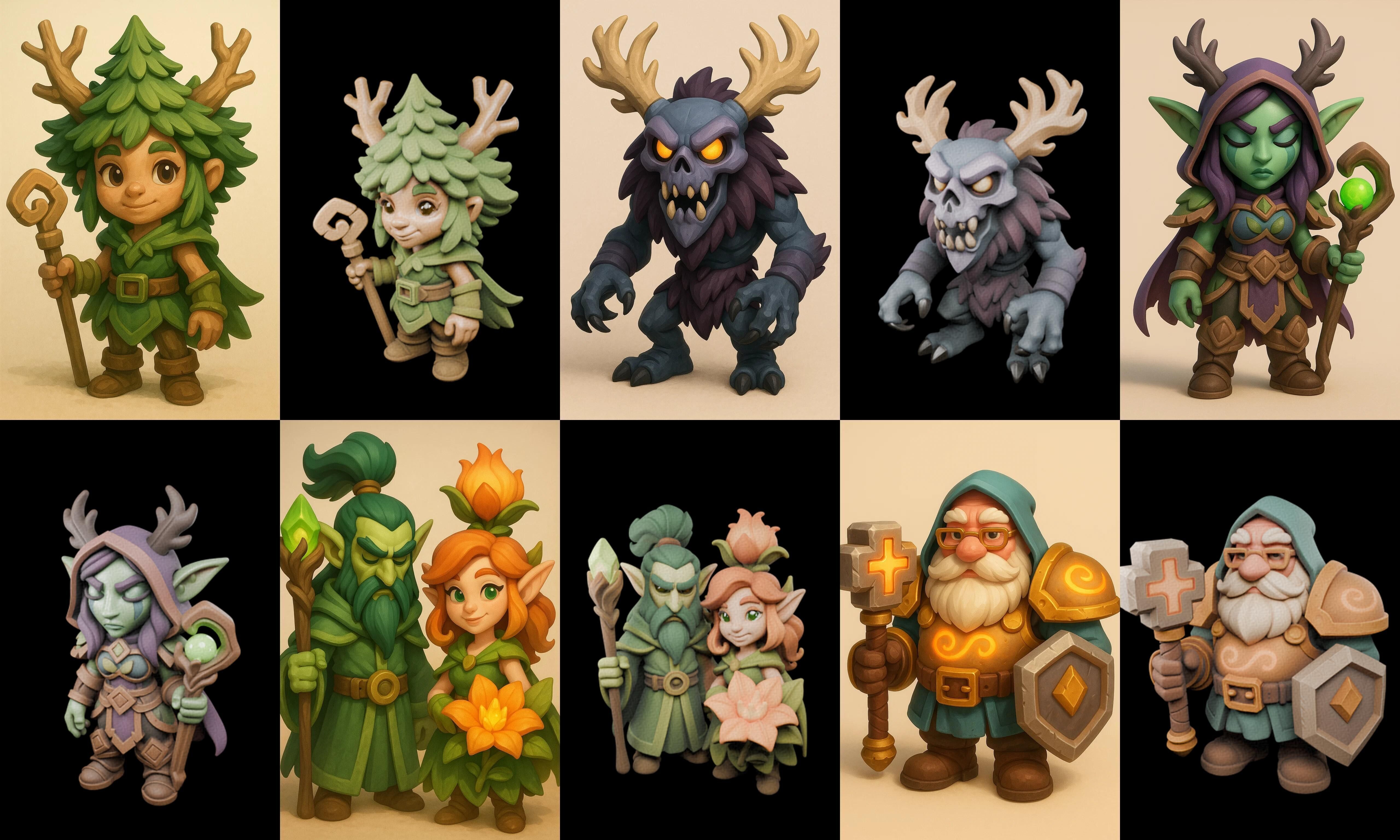 Role Play Fantasy Character bundle 21 pack 100 glb Low-poly 3D model_19