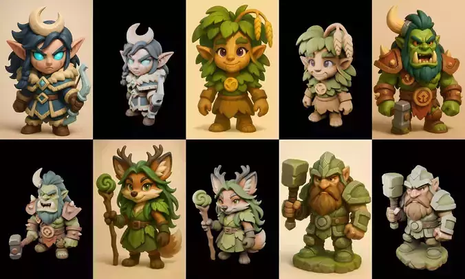 Role Play Fantasy Character bundle 20 pack 100 glb