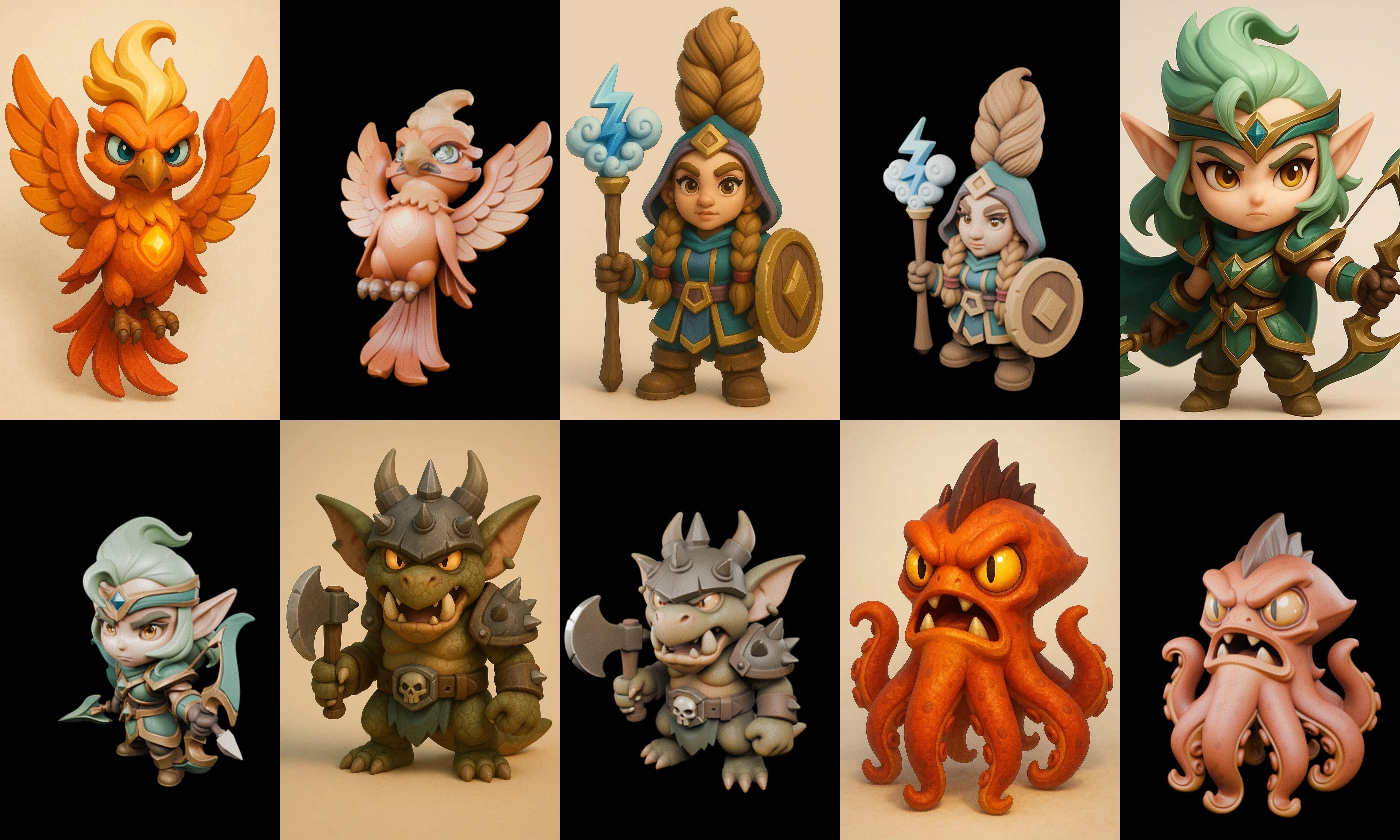 Role Play Fantasy Character bundle 2 pack 100 glb Low-poly 3D model_16