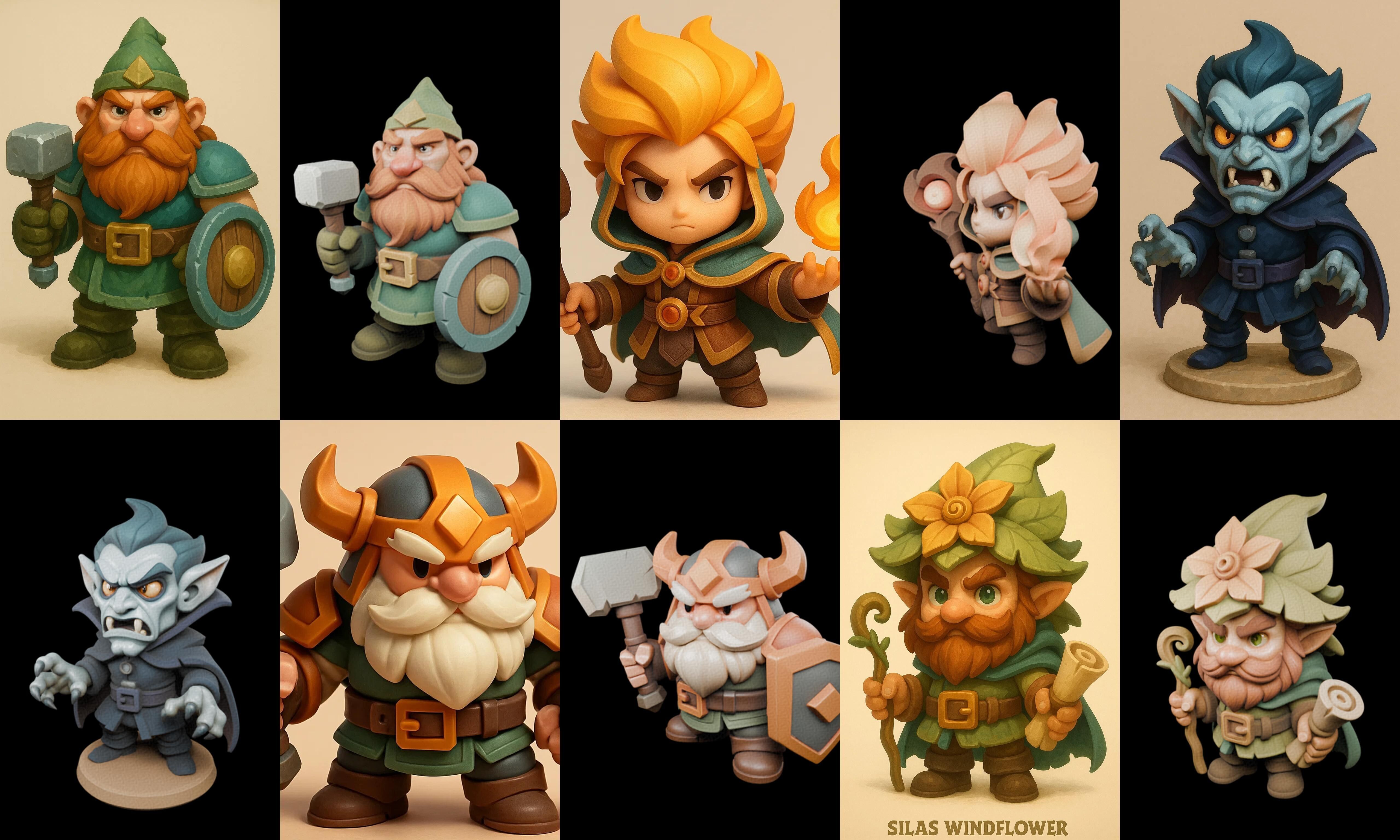 Role Play Fantasy Character bundle 2 pack 100 glb Low-poly 3D model_19