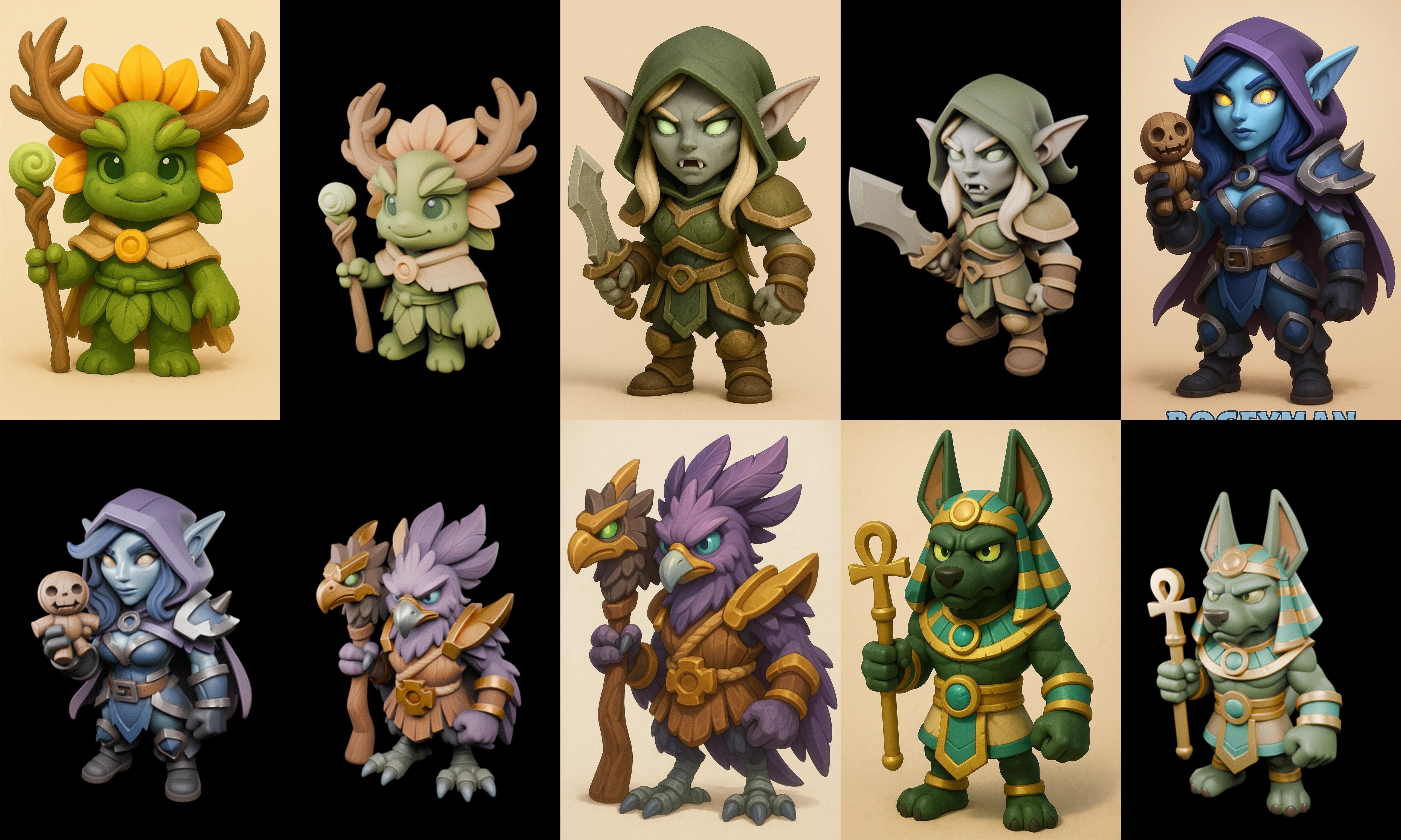 Role Play Fantasy Character bundle 2 pack 100 glb Low-poly 3D model_12