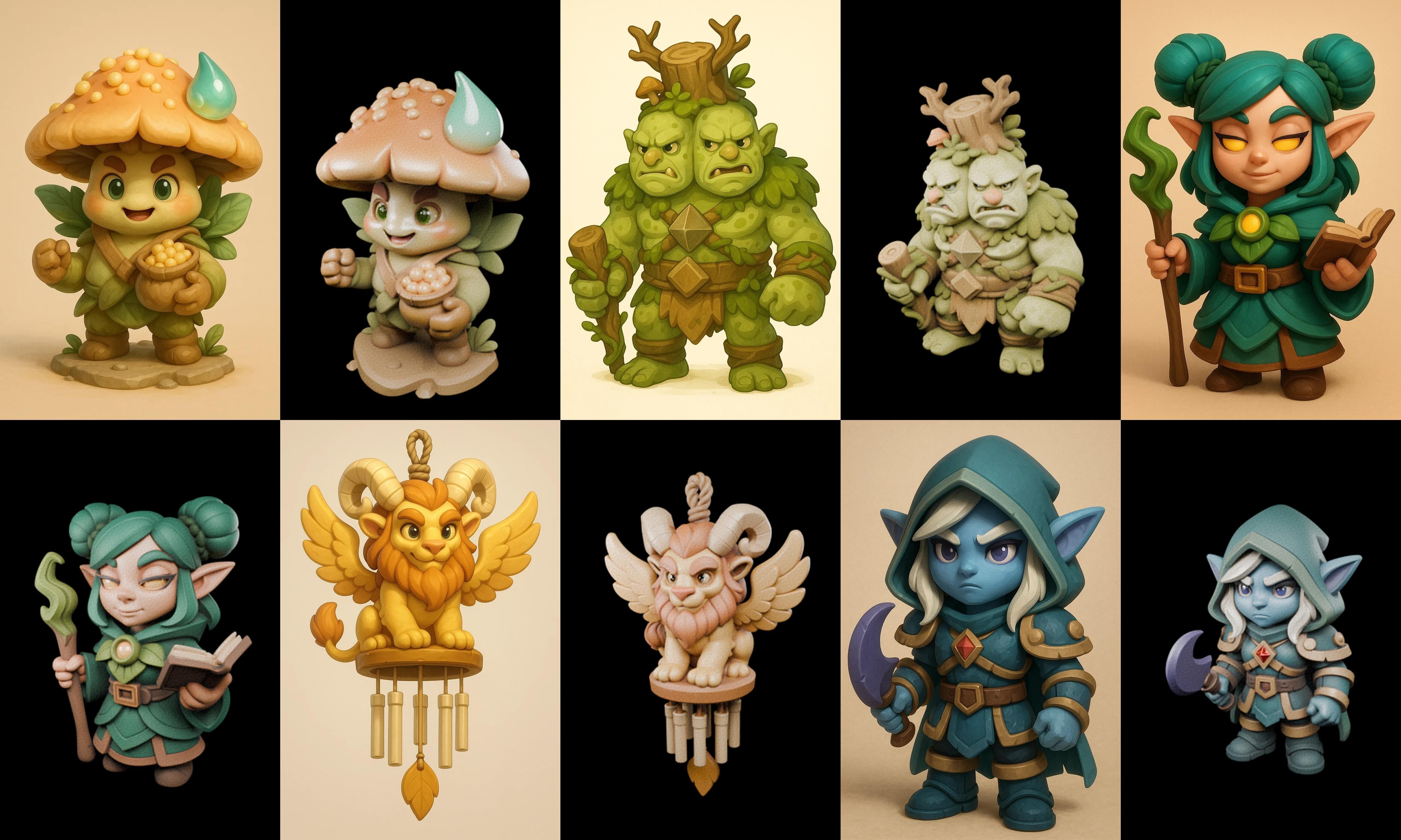 Role Play Fantasy Character bundle 2 pack 100 glb Low-poly 3D model_15