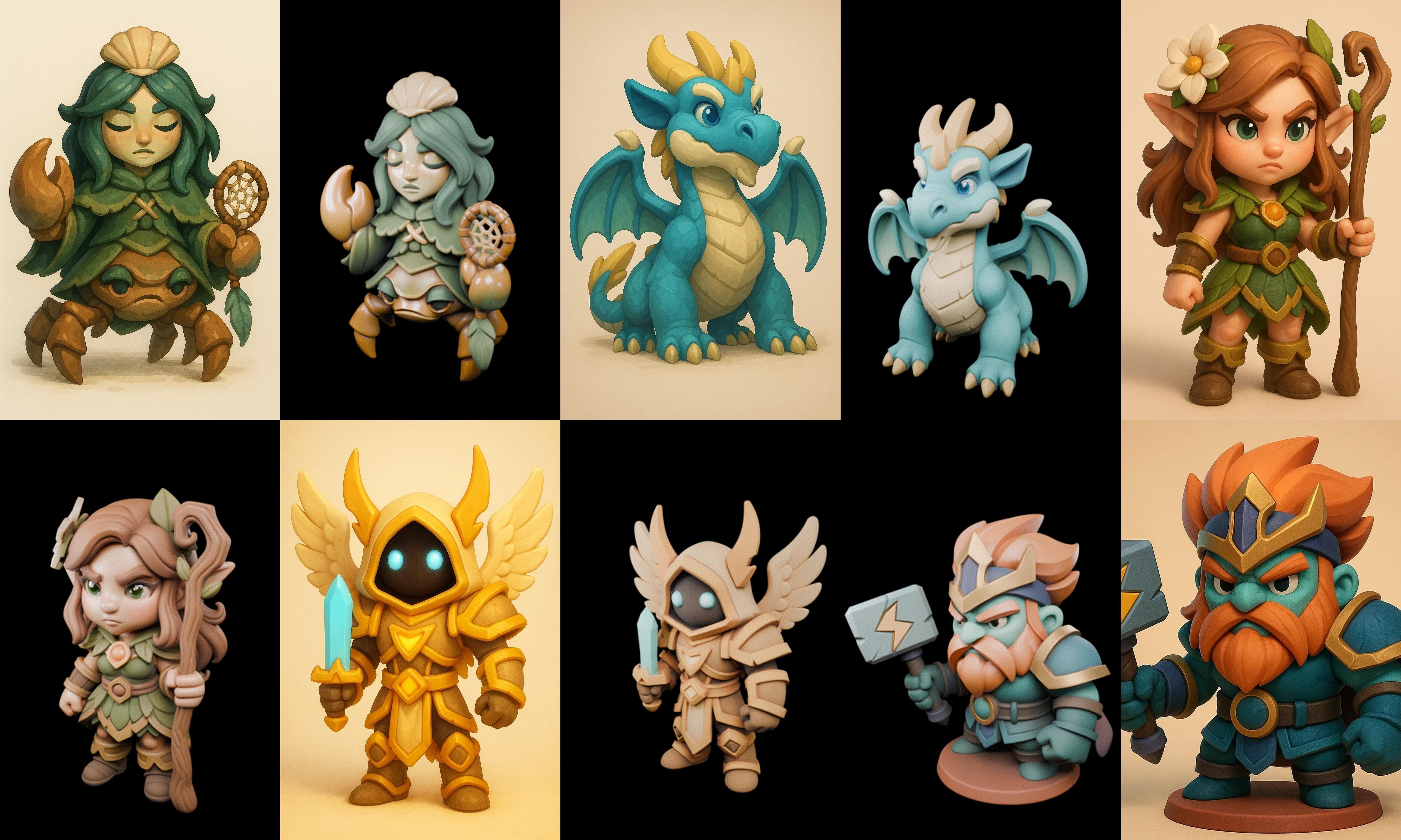 Role Play Fantasy Character bundle 2 pack 100 glb Low-poly 3D model_6