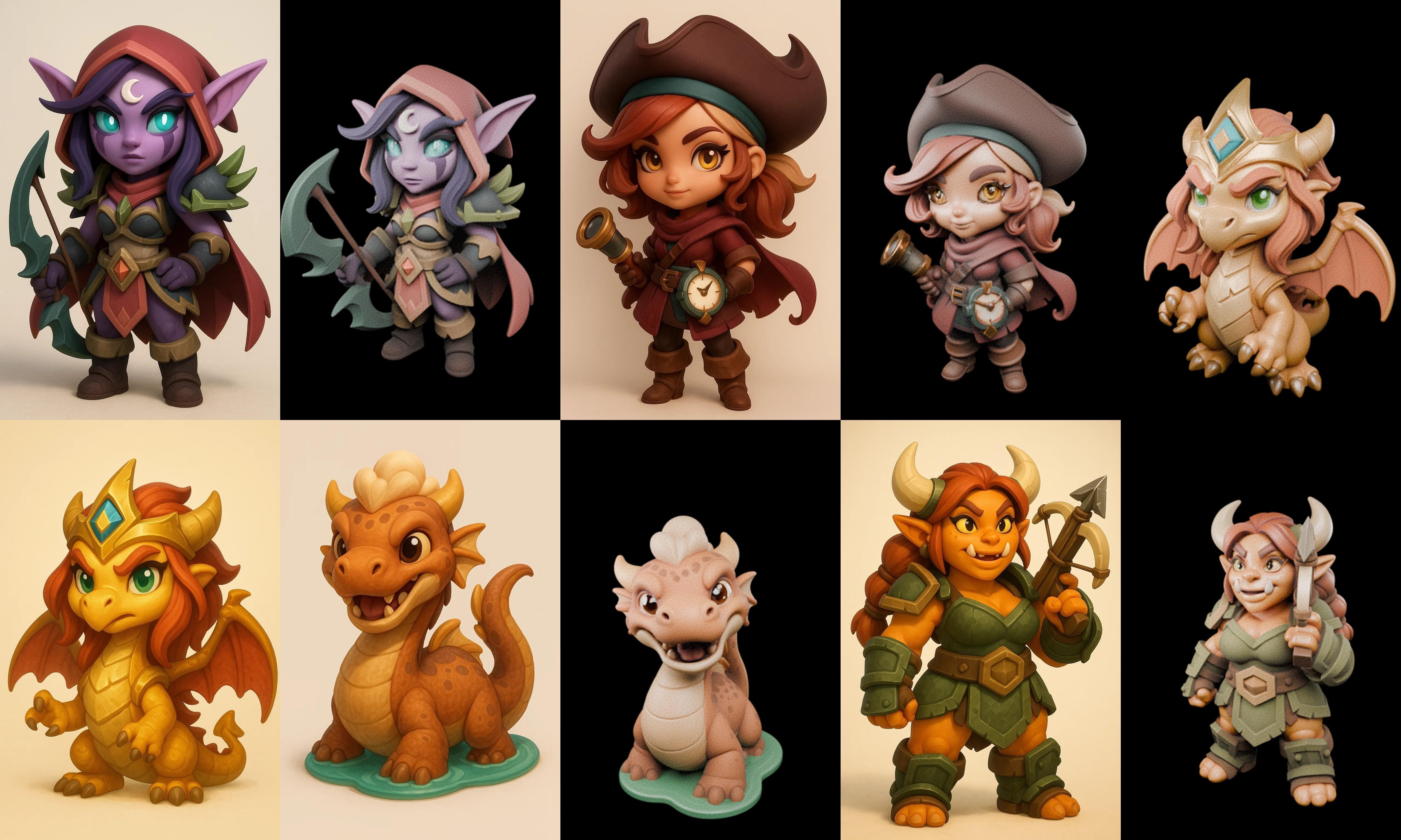 Role Play Fantasy Character bundle 2 pack 100 glb Low-poly 3D model_7