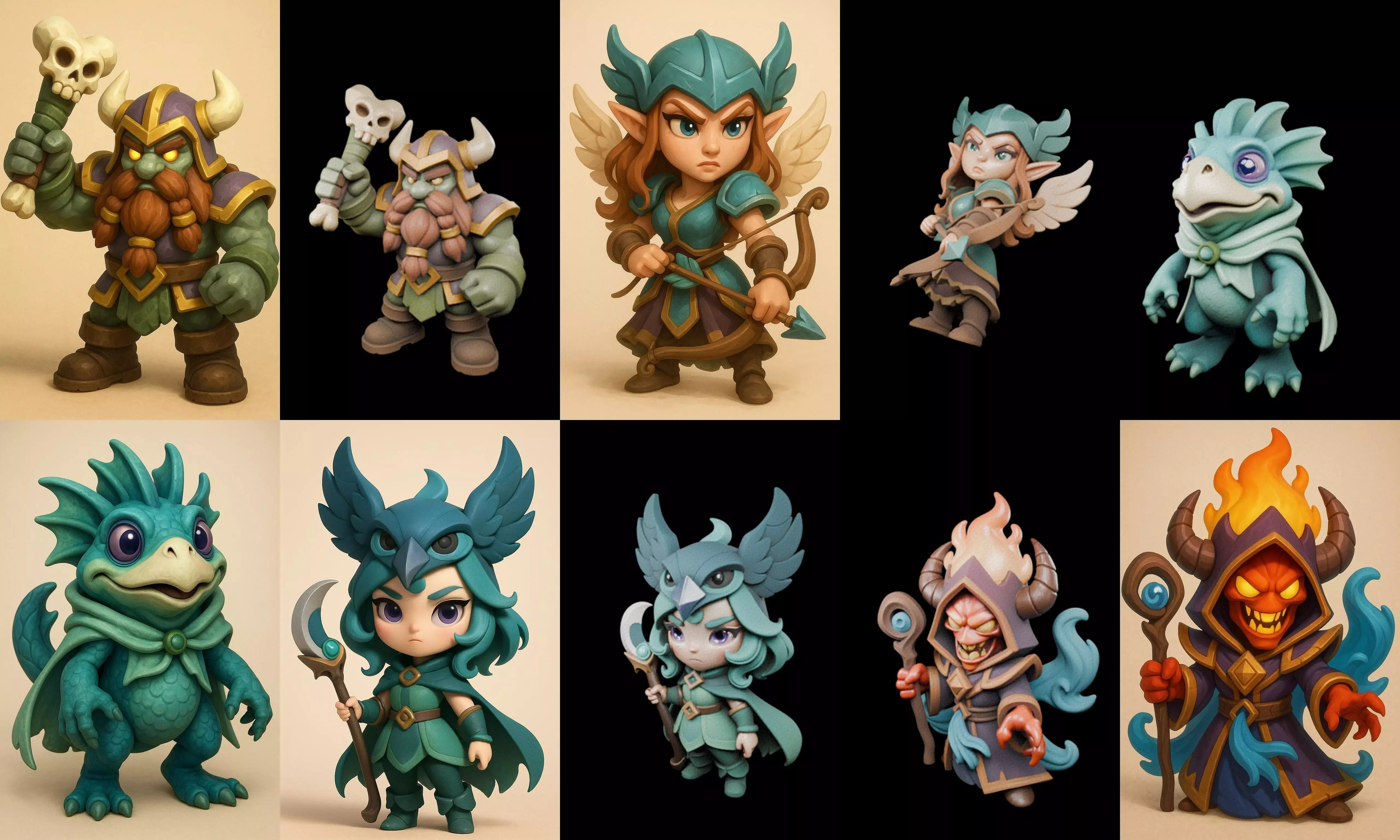 Role Play Fantasy Character bundle 2 pack 100 glb Low-poly 3D model_0
