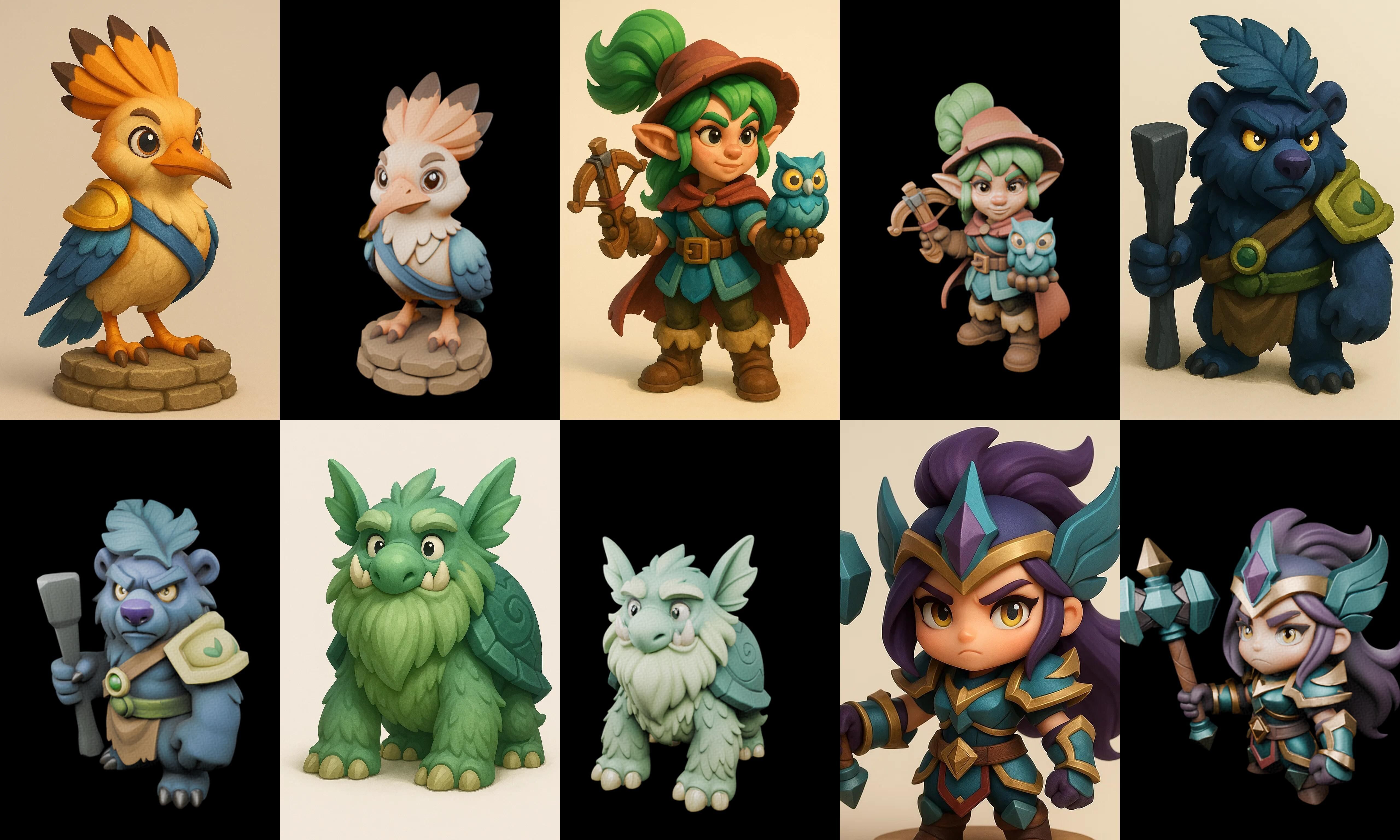 Role Play Fantasy Character bundle 2 pack 100 glb Low-poly 3D model_3