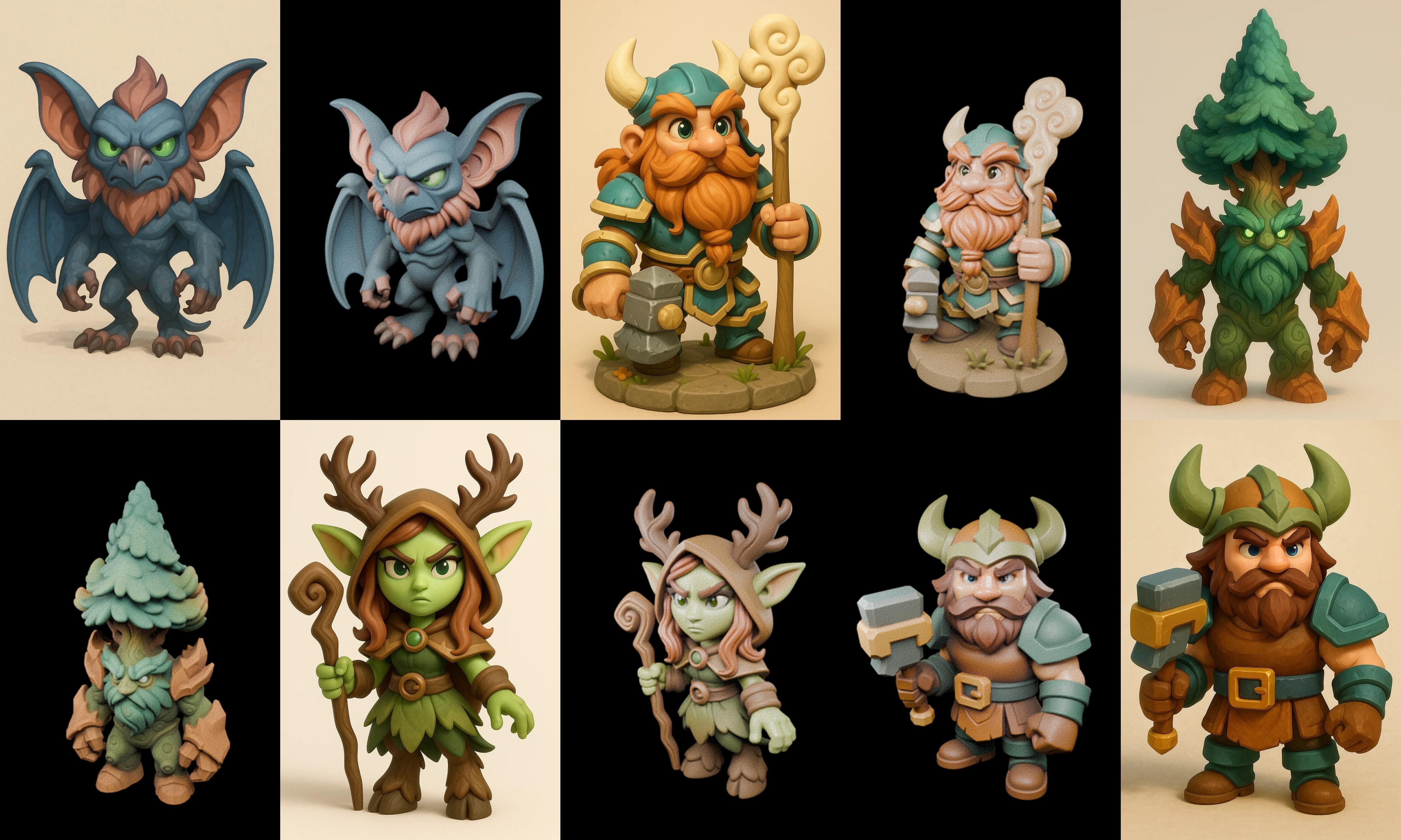 Role Play Fantasy Character bundle 2 pack 100 glb Low-poly 3D model_10