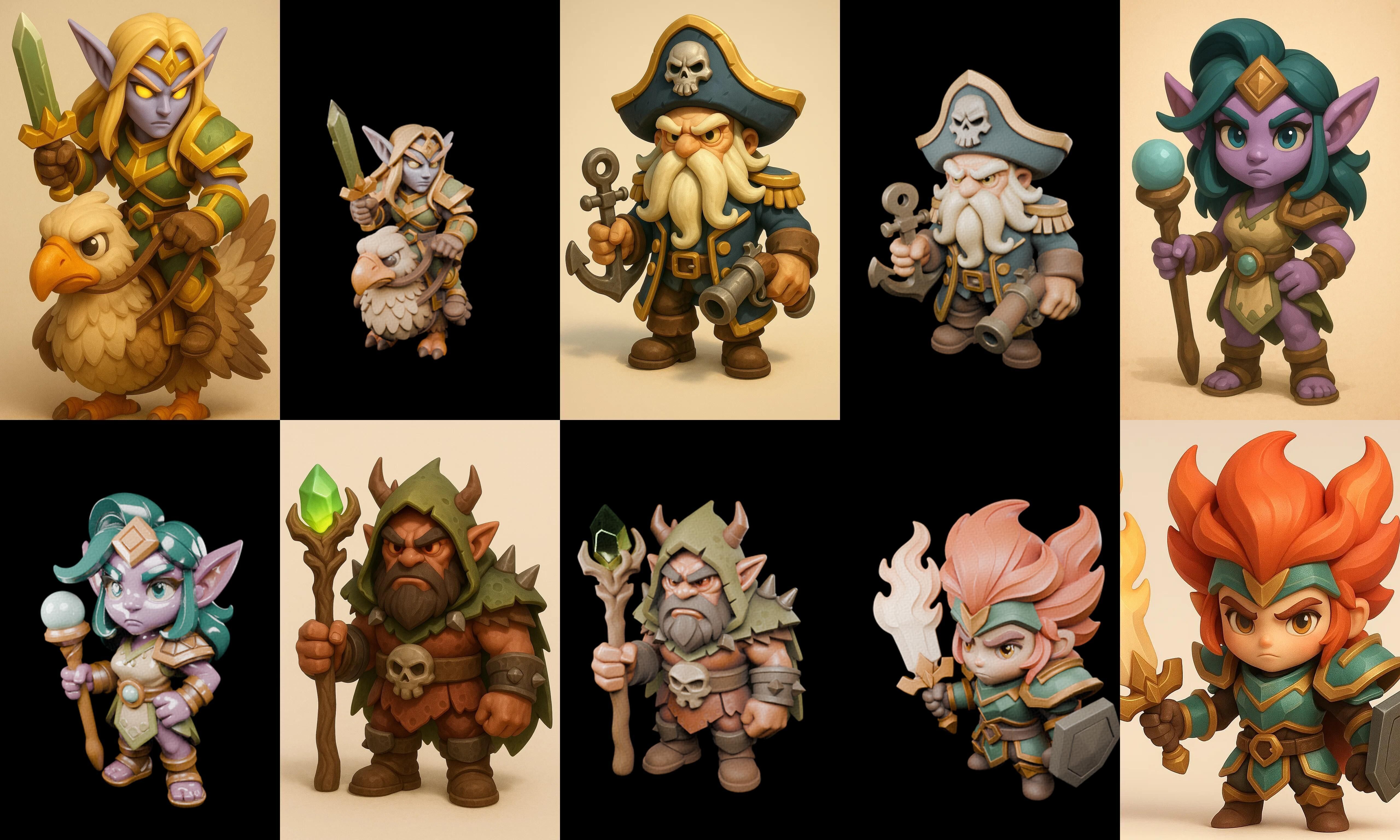 Role Play Fantasy Character bundle 2 pack 100 glb Low-poly 3D model_1