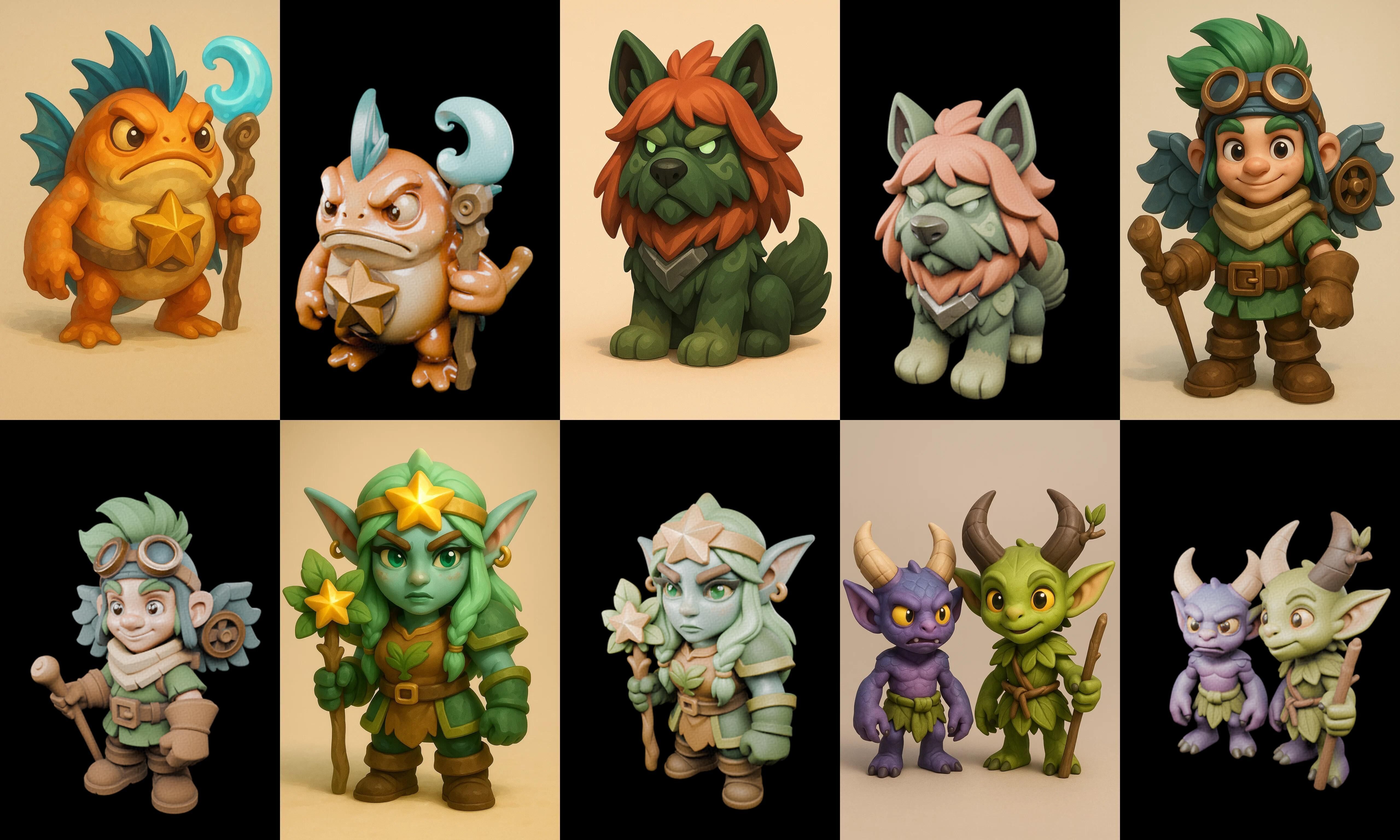 Role Play Fantasy Character bundle 2 pack 100 glb Low-poly 3D model_13