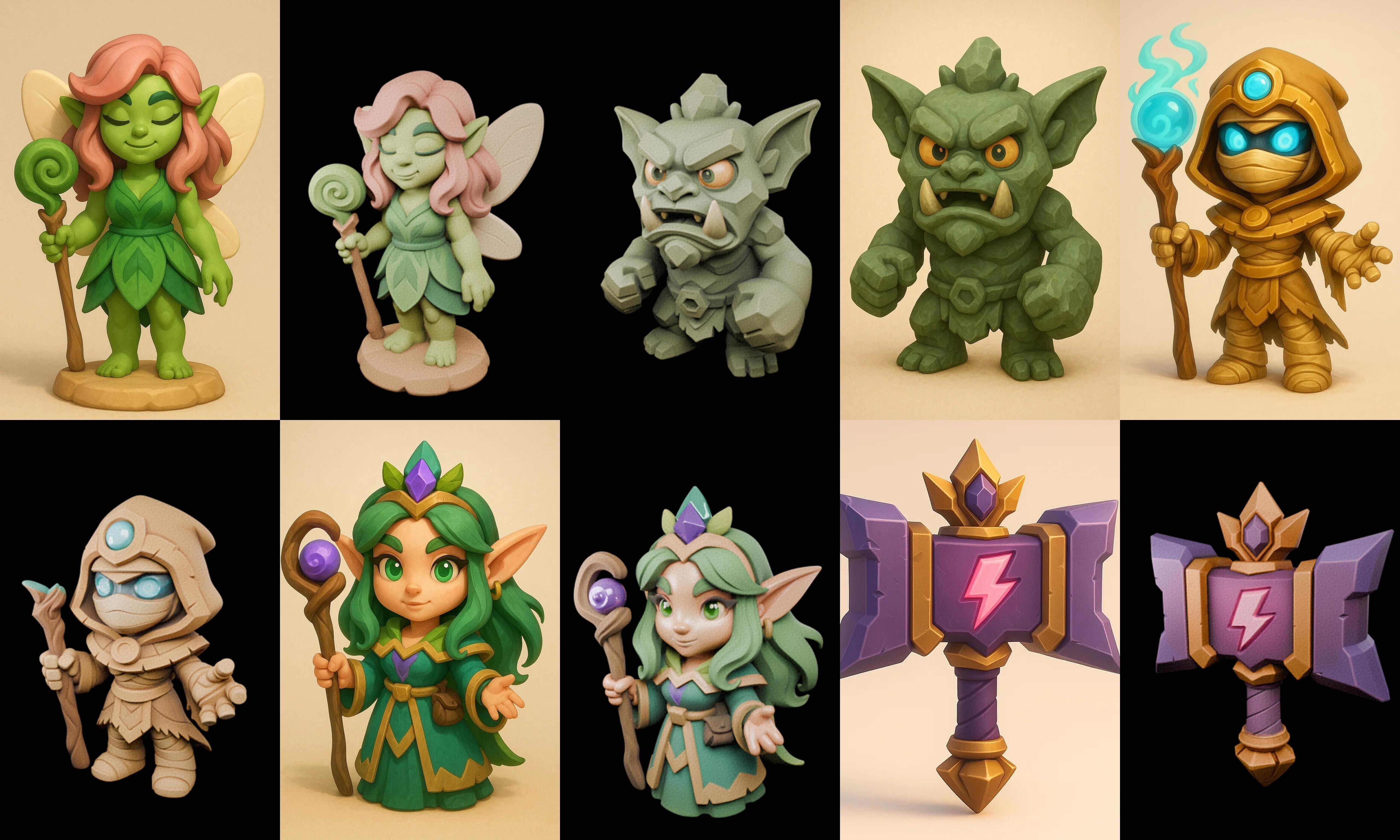 Role Play Fantasy Character bundle 2 pack 100 glb Low-poly 3D model_18