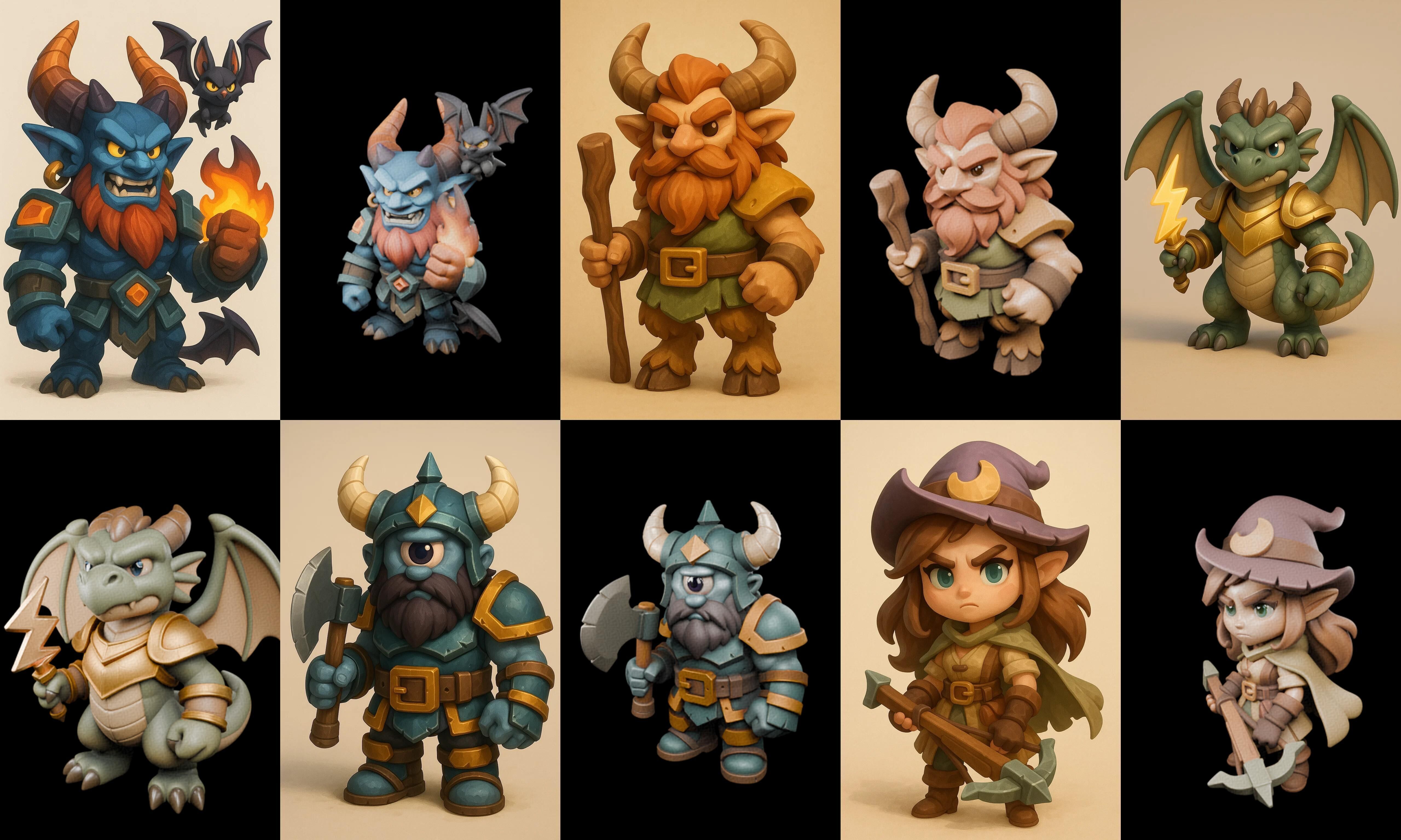 Role Play Fantasy Character bundle 2 pack 100 glb Low-poly 3D model_4