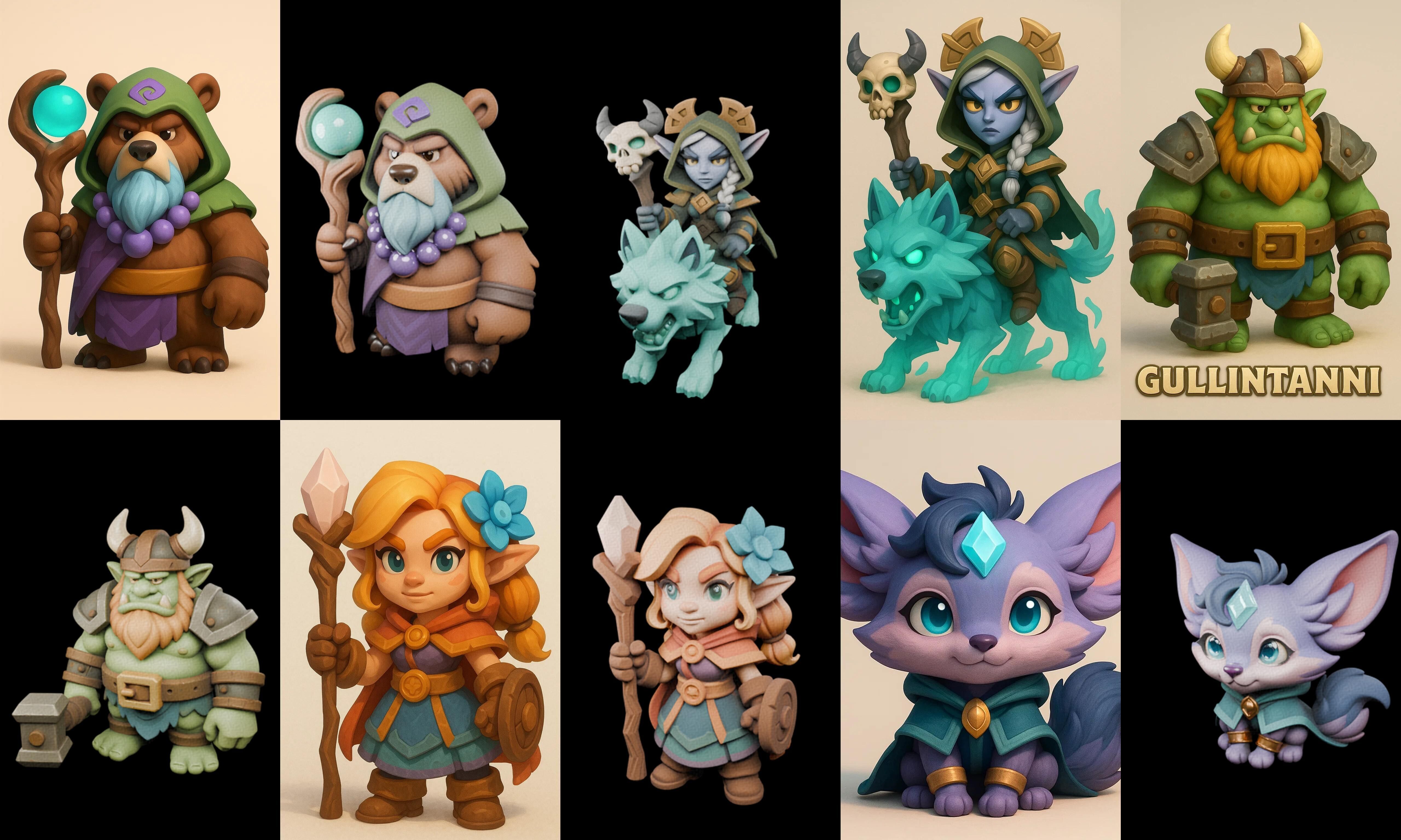 Role Play Fantasy Character bundle 2 pack 100 glb Low-poly 3D model_17