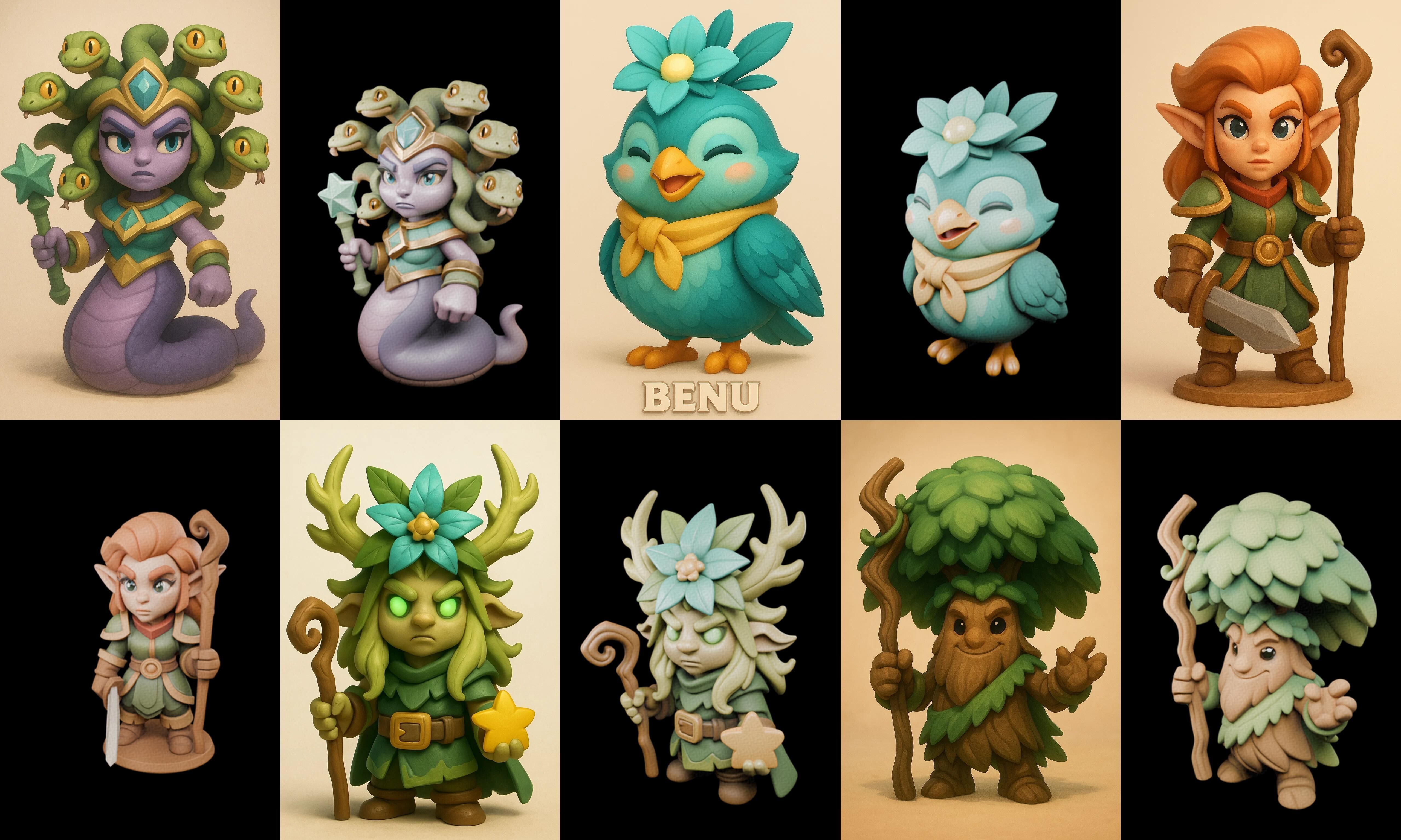 Role Play Fantasy Character bundle 18 pack 100 glb Low-poly 3D model_5