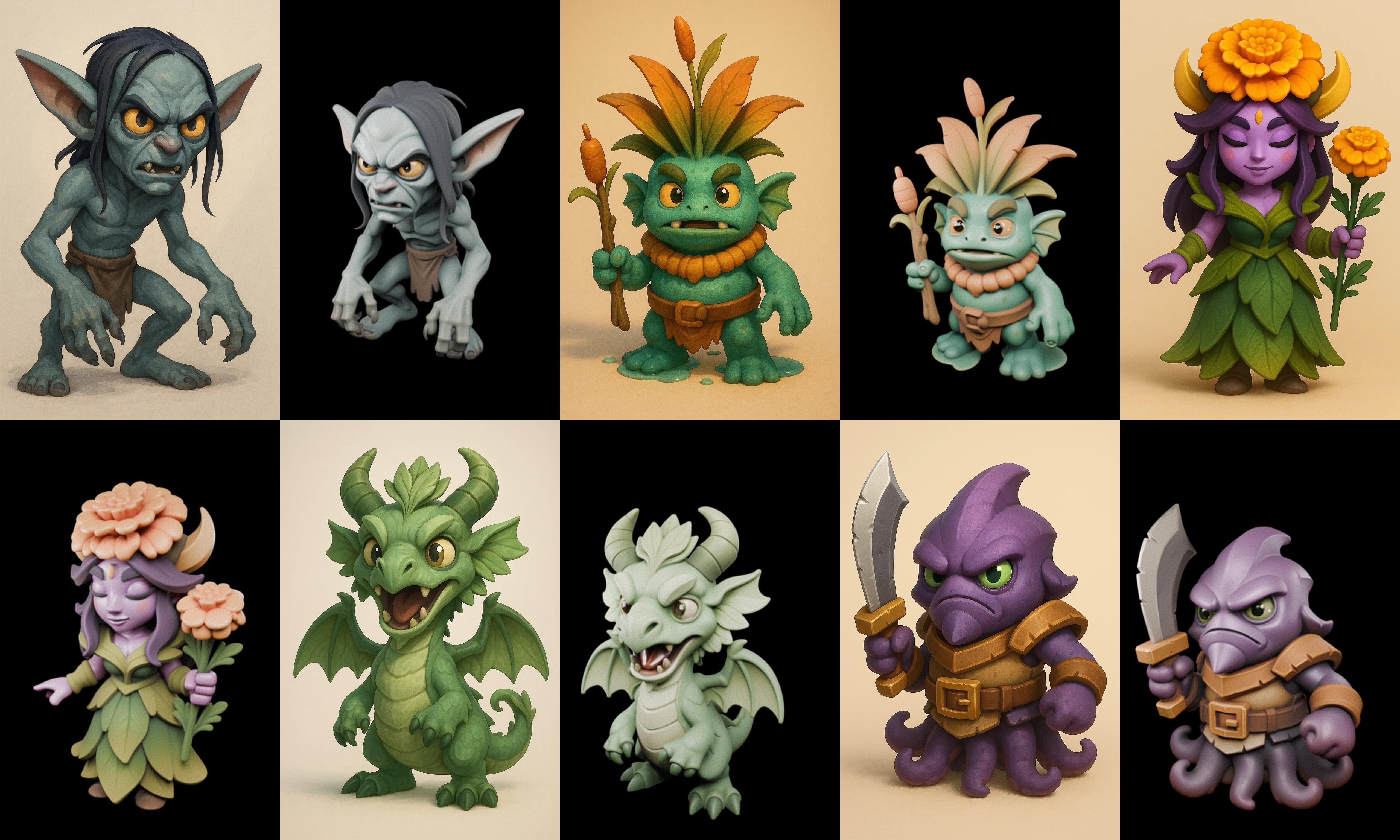 Role Play Fantasy Character bundle 18 pack 100 glb Low-poly 3D model_13