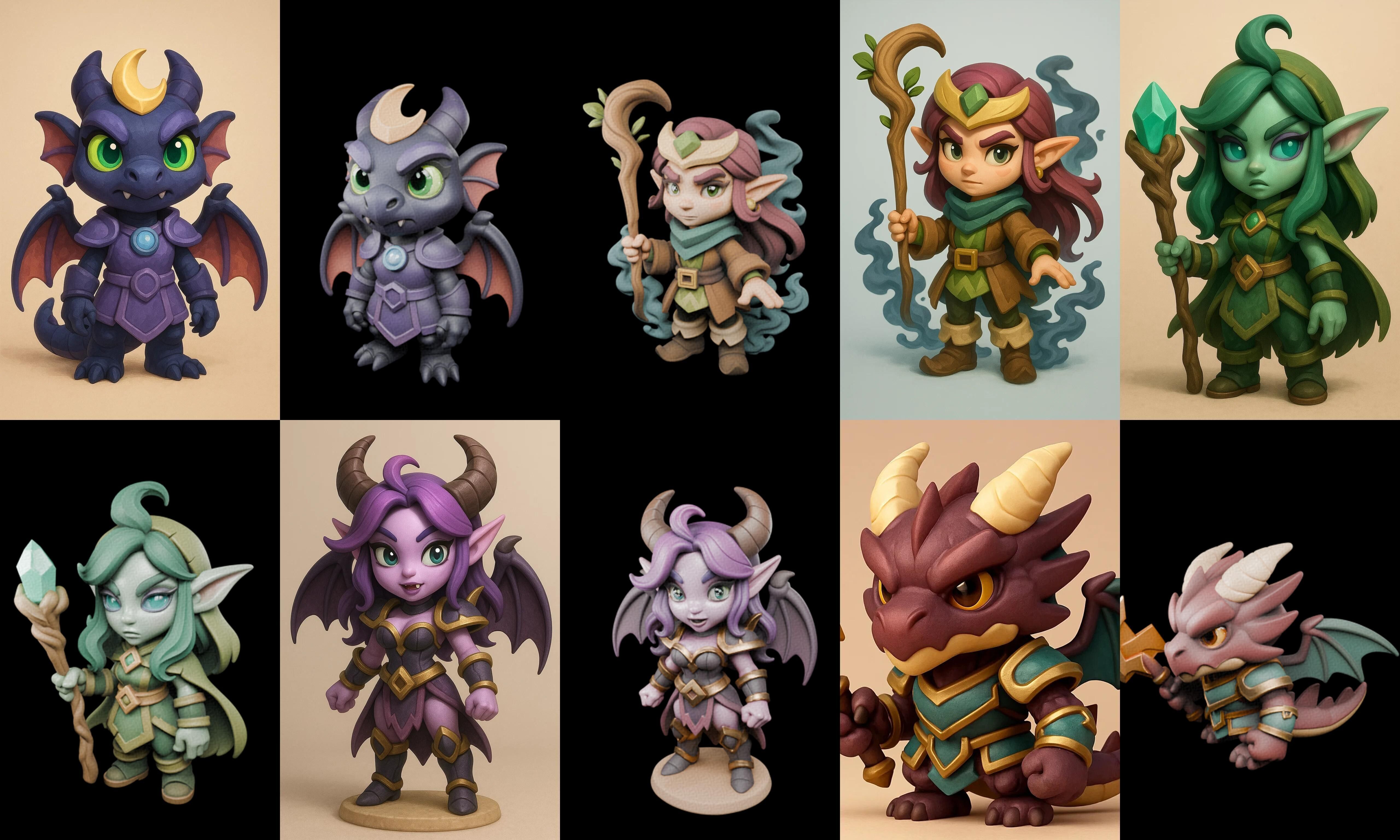 Role Play Fantasy Character bundle 18 pack 100 glb Low-poly 3D model_9