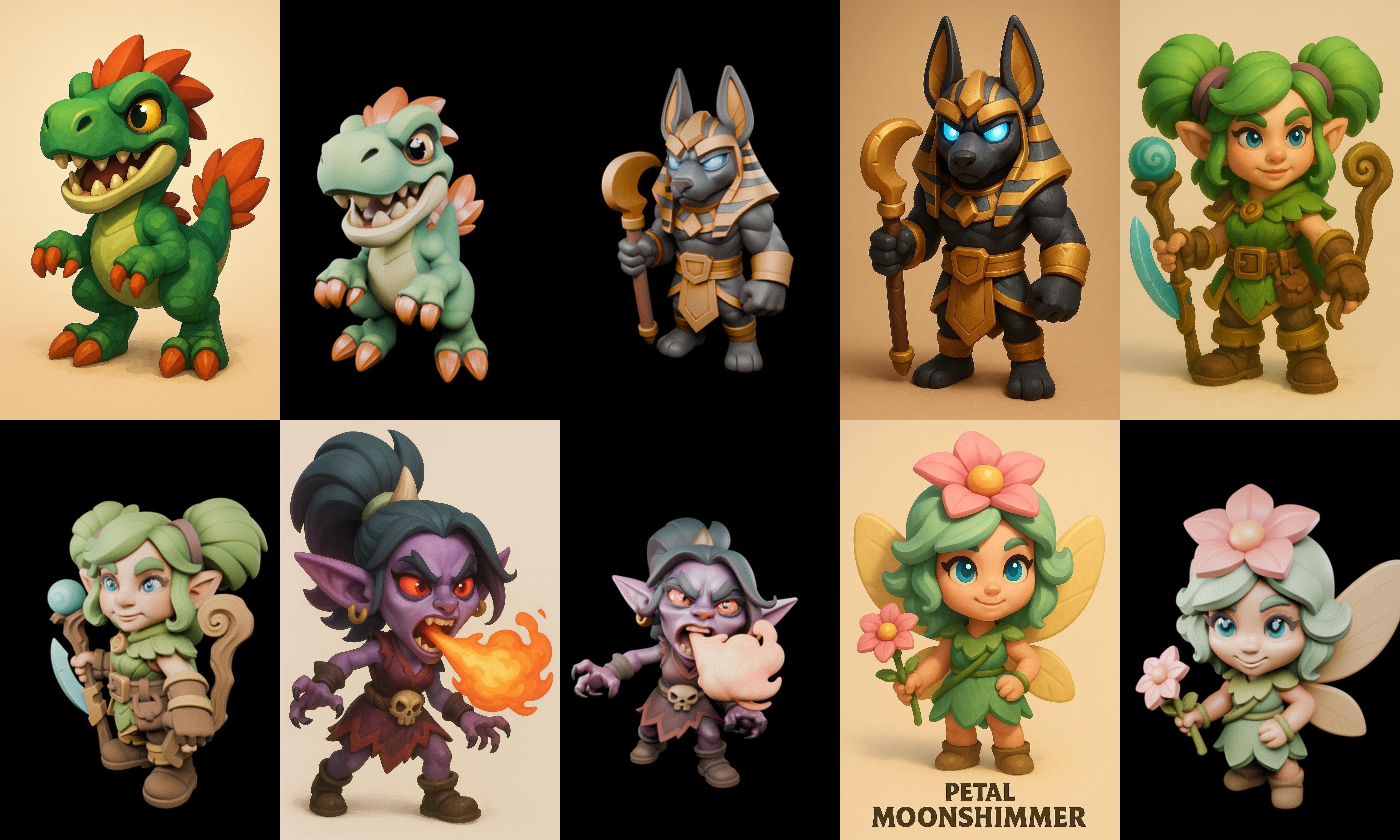 Role Play Fantasy Character bundle 18 pack 100 glb Low-poly 3D model_11