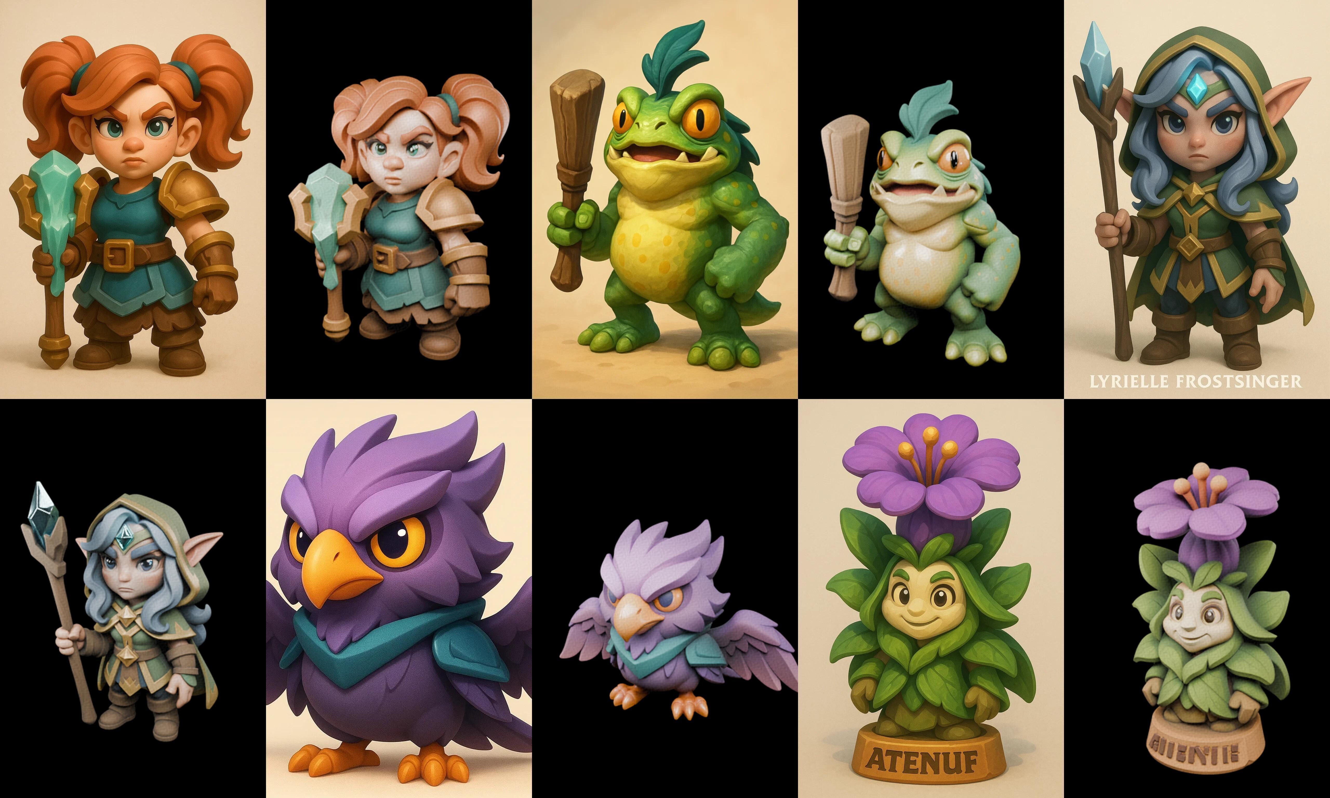 Role Play Fantasy Character bundle 18 pack 100 glb Low-poly 3D model_19