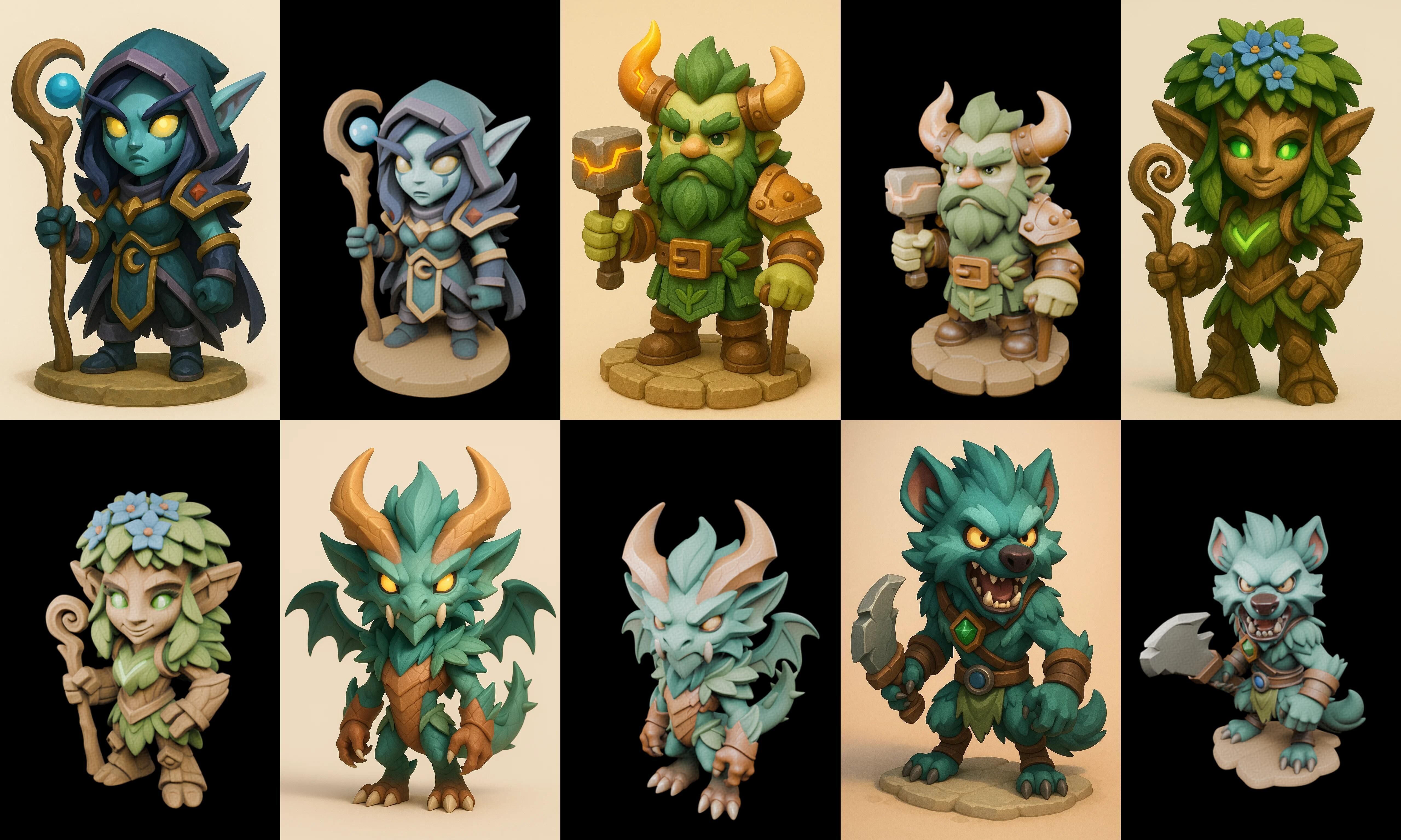 Role Play Fantasy Character bundle 18 pack 100 glb Low-poly 3D model_3