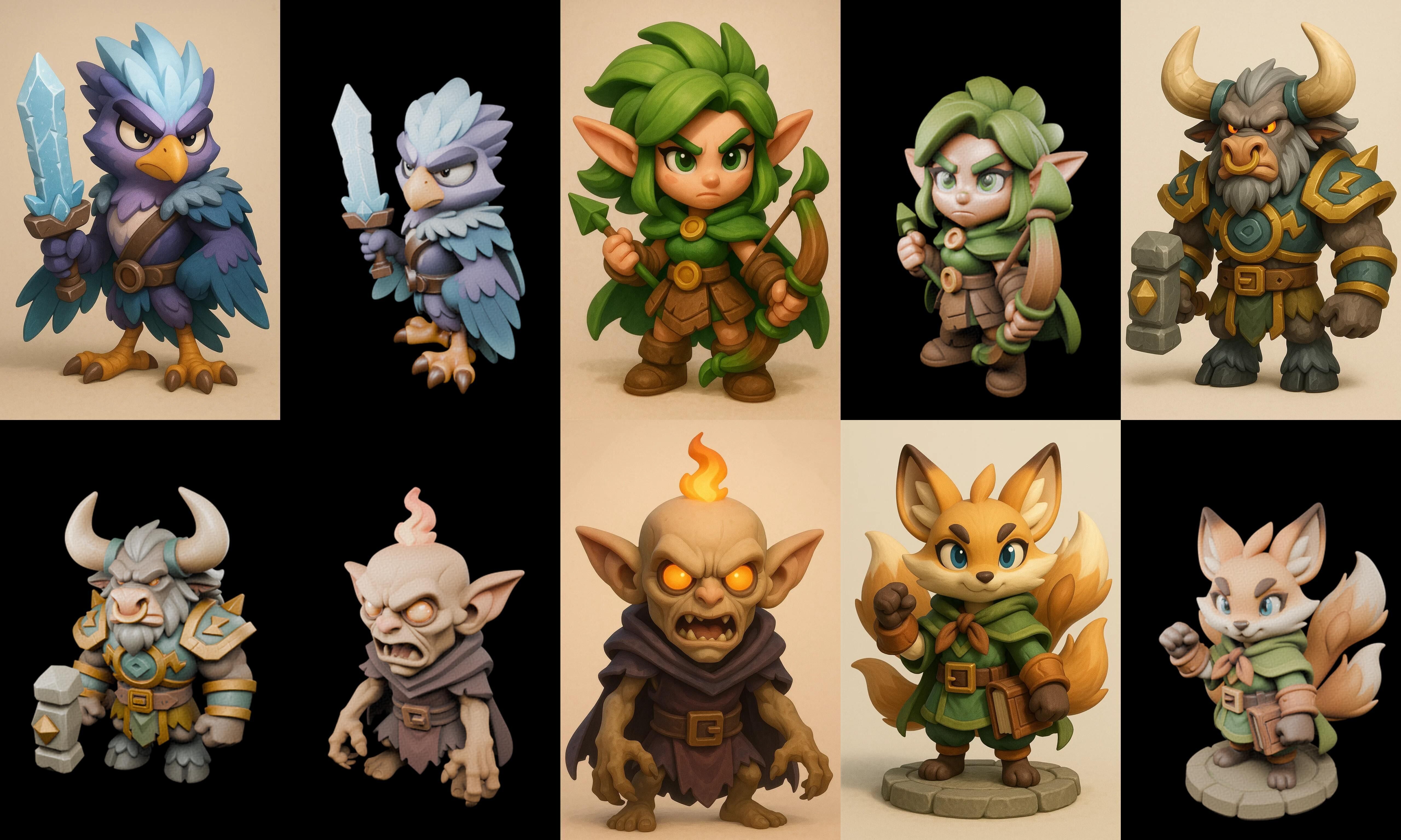 Role Play Fantasy Character bundle 18 pack 100 glb Low-poly 3D model_1