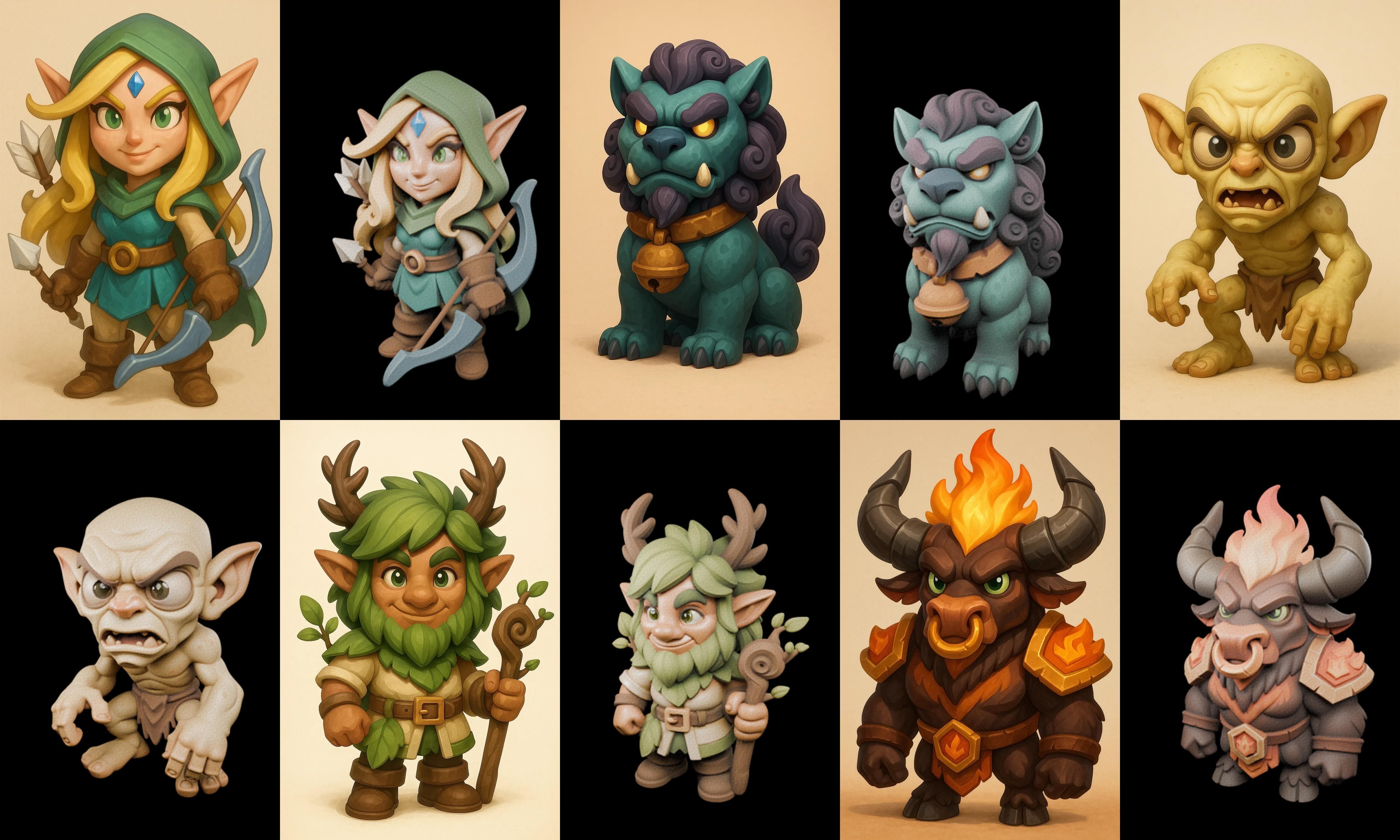 Role Play Fantasy Character bundle 18 pack 100 glb Low-poly 3D model_12