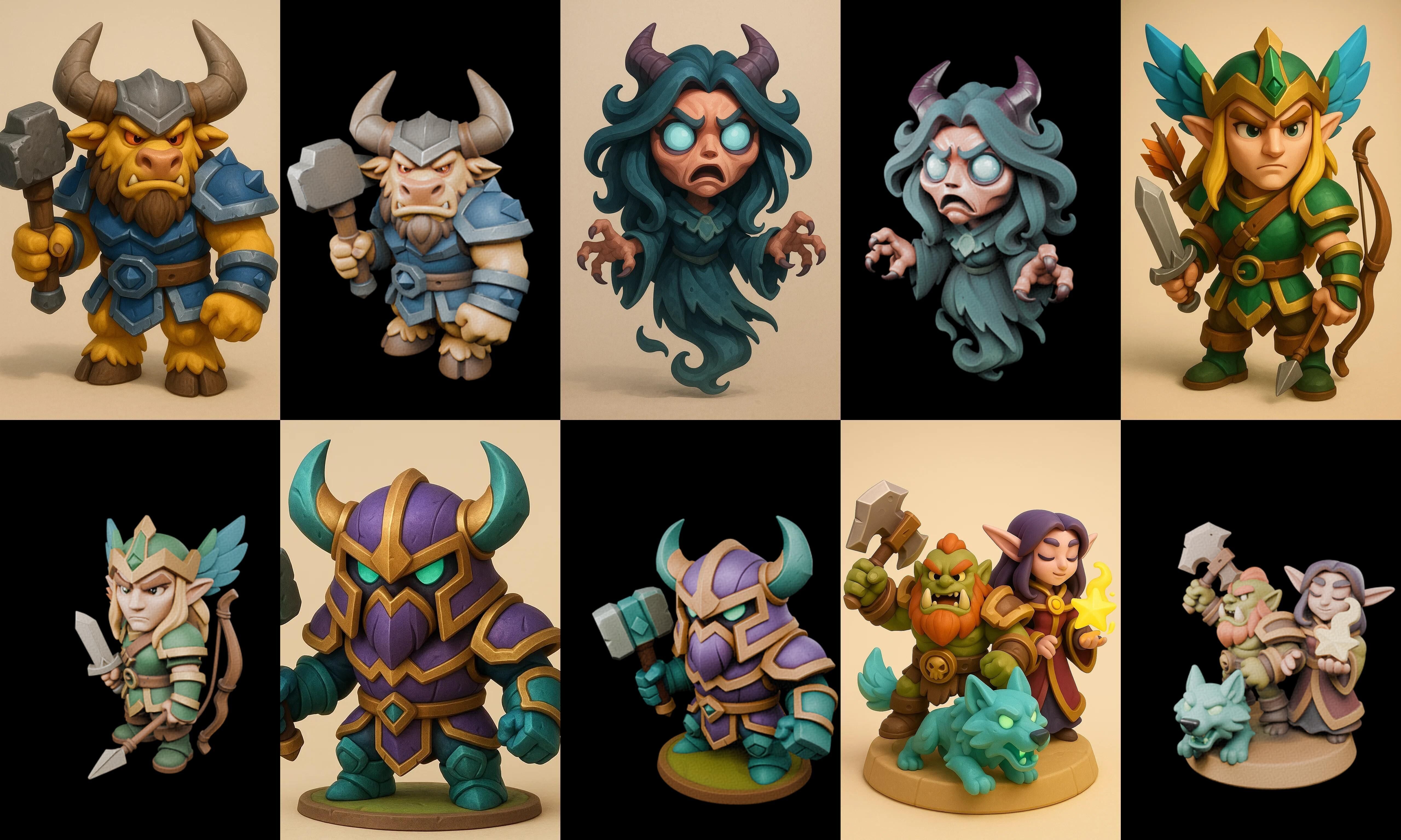 Role Play Fantasy Character bundle 18 pack 100 glb Low-poly 3D model_4