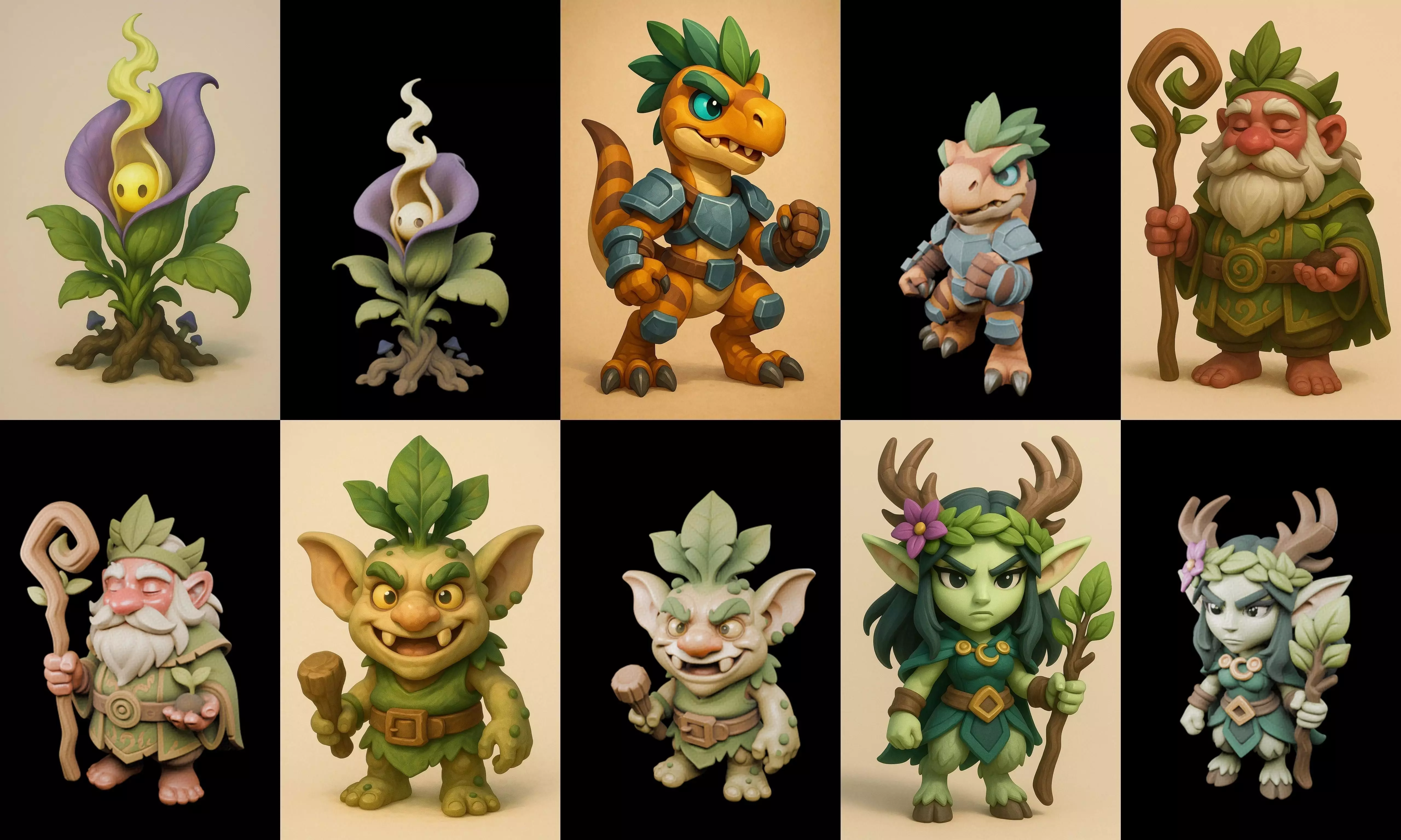 Role Play Fantasy Character bundle 18 pack 100 glb Low-poly 3D model_0