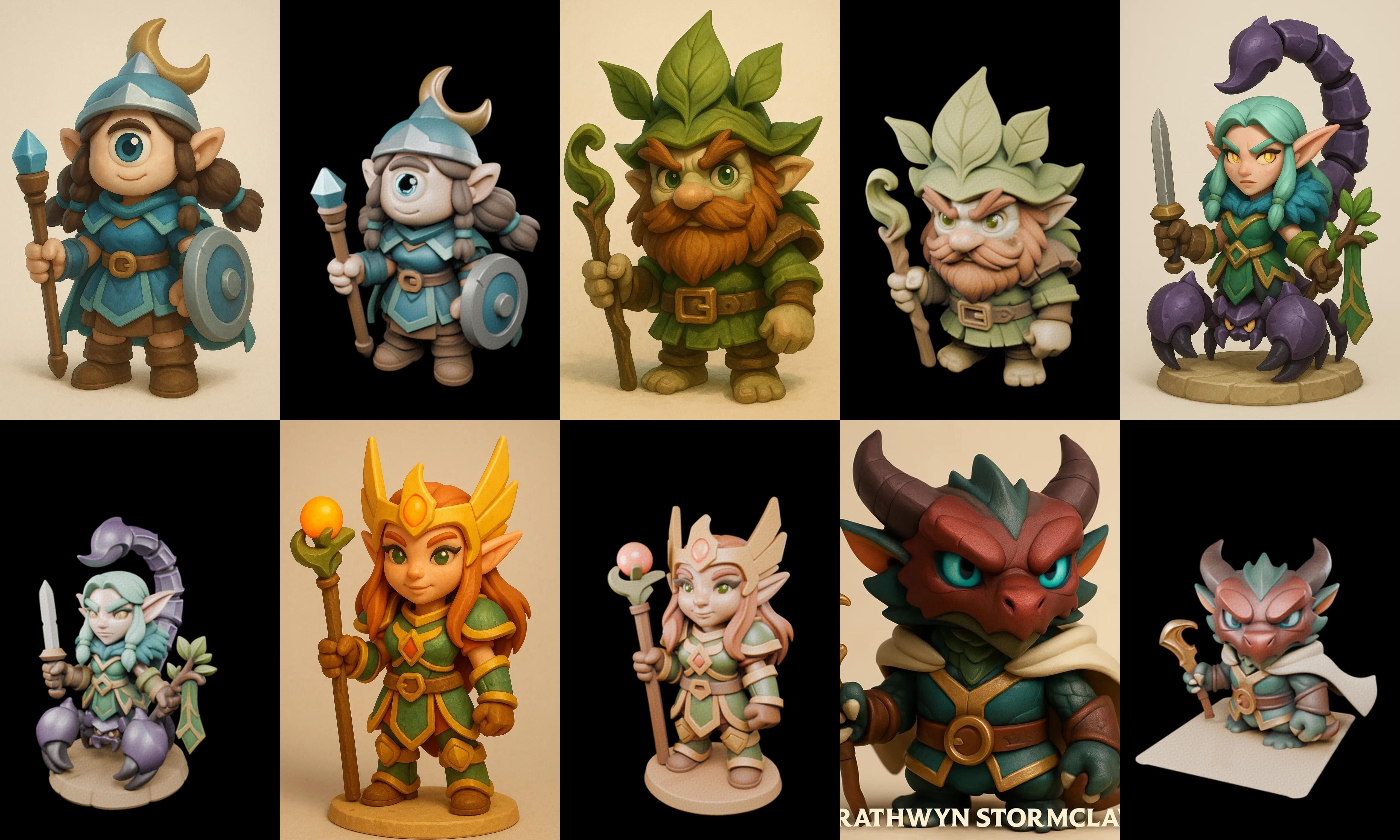 Role Play Fantasy Character bundle 18 pack 100 glb Low-poly 3D model_16