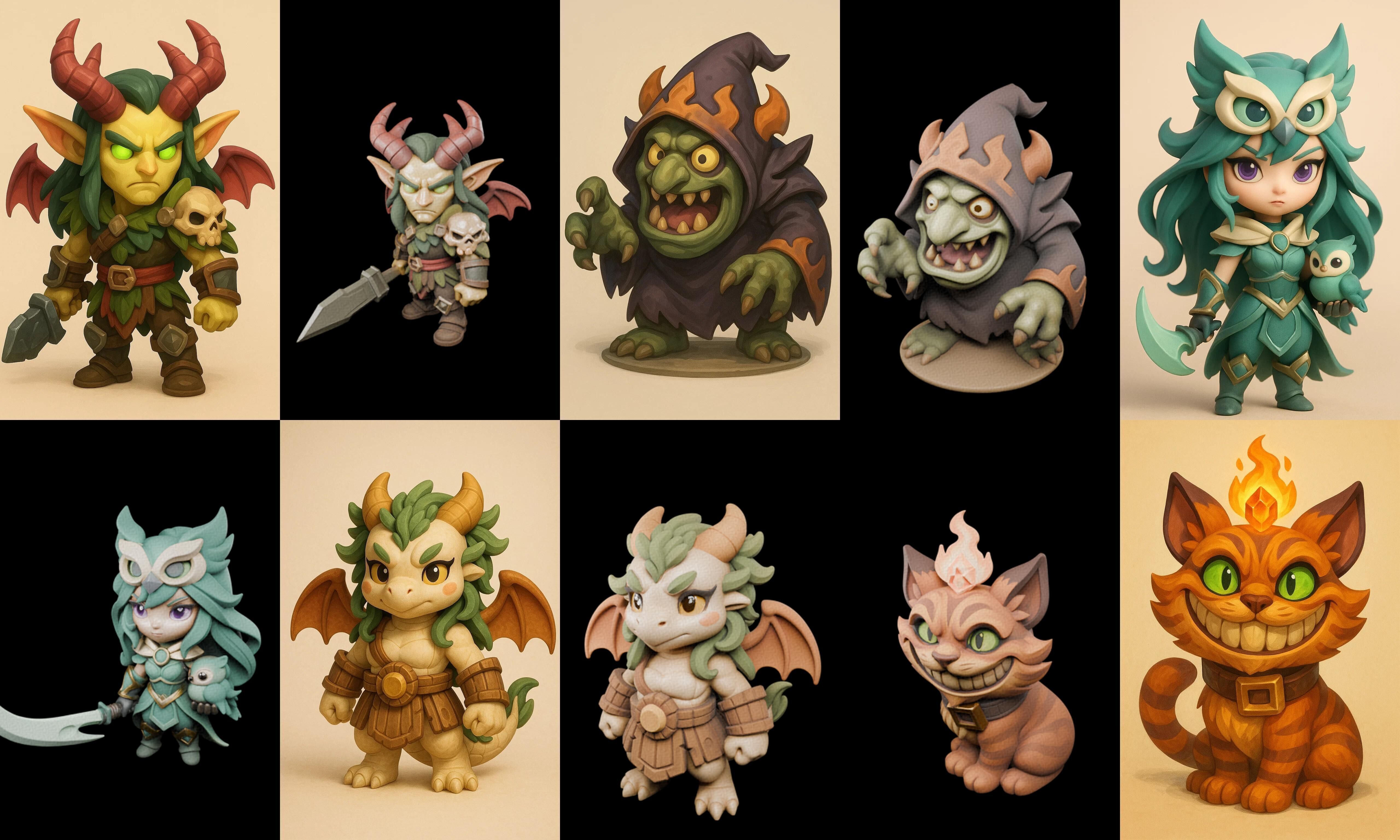 Role Play Fantasy Character bundle 18 pack 100 glb Low-poly 3D model_14