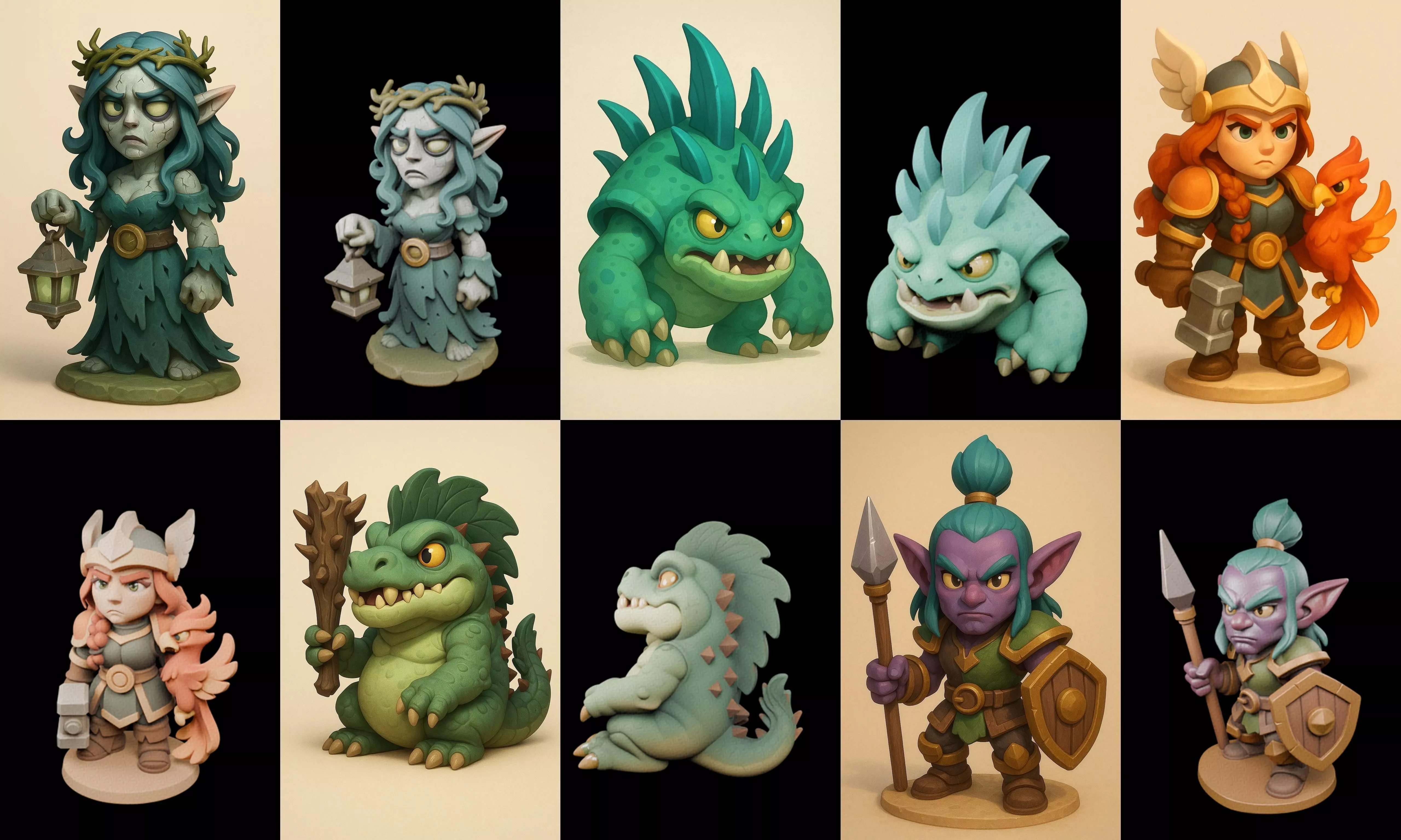 Role Play Fantasy Character bundle 16 pack 100 glb Low-poly 3D model