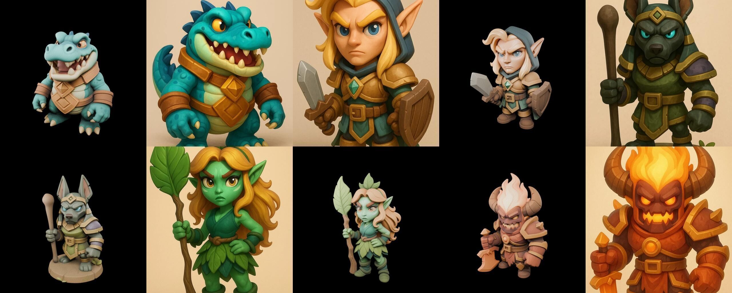 Role Play Fantasy Character bundle 13 pack 100 glb Low-poly 3D model_7