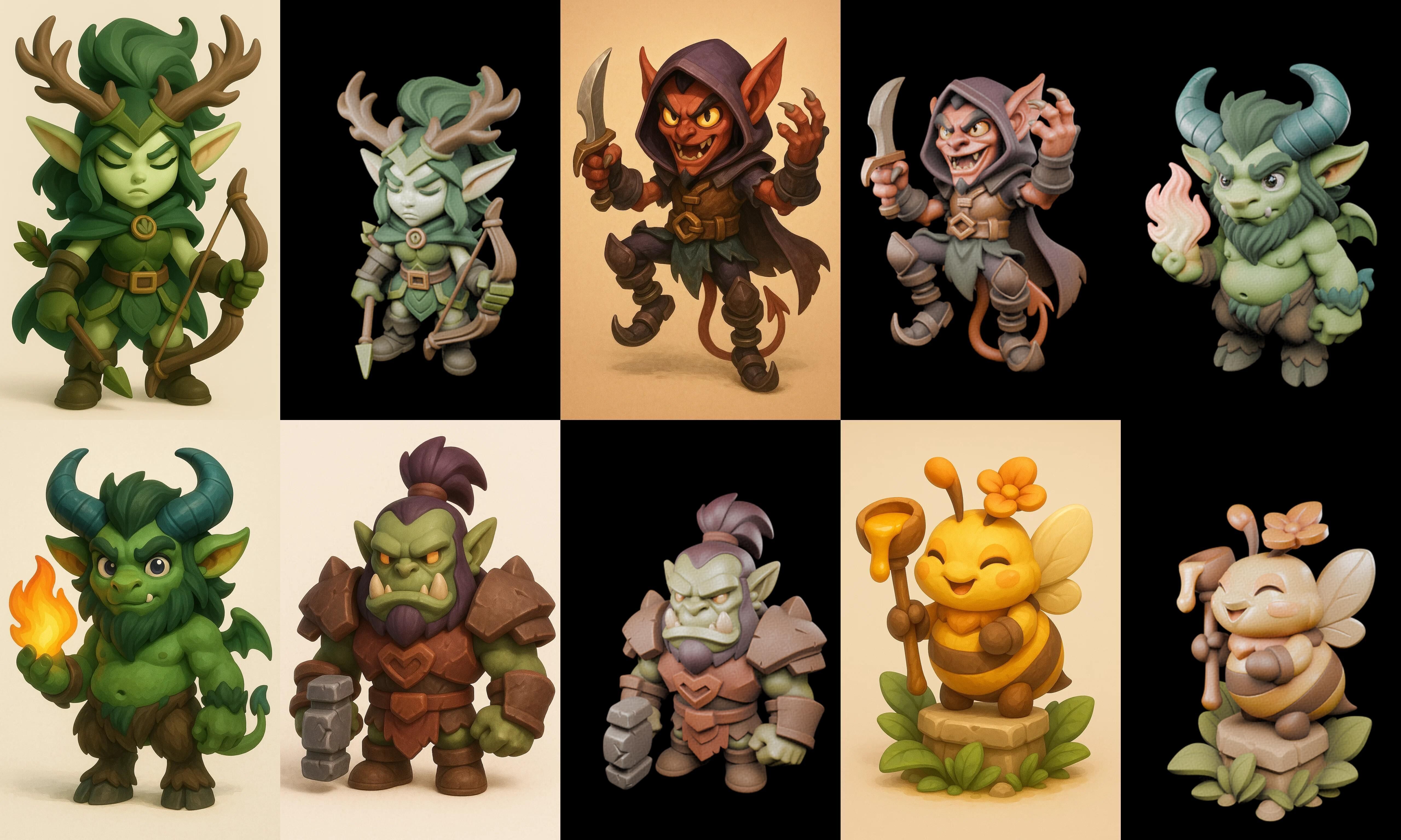 Role Play Fantasy Character bundle 13 pack 100 glb Low-poly 3D model_14