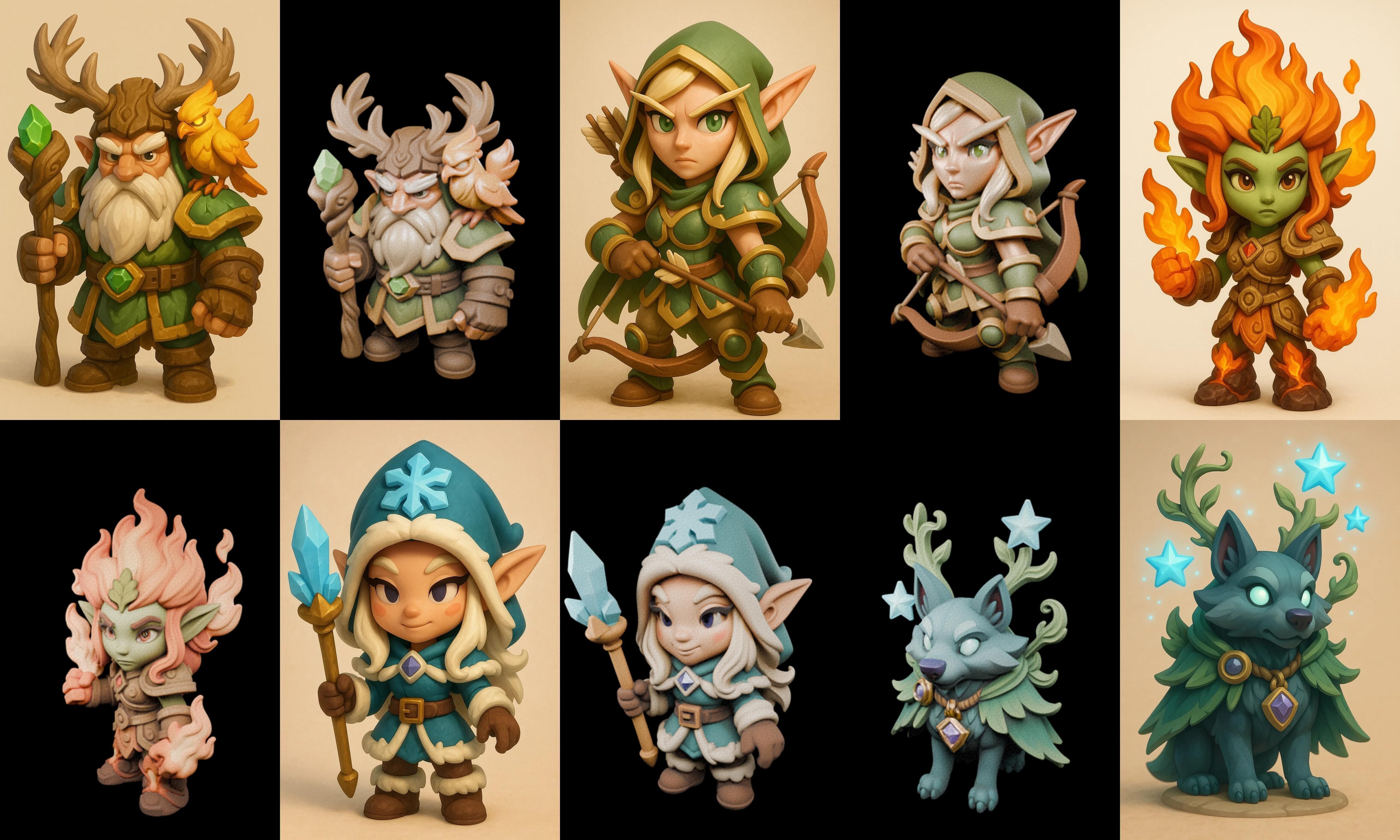 Role Play Fantasy Character bundle 13 pack 100 glb Low-poly 3D model_18