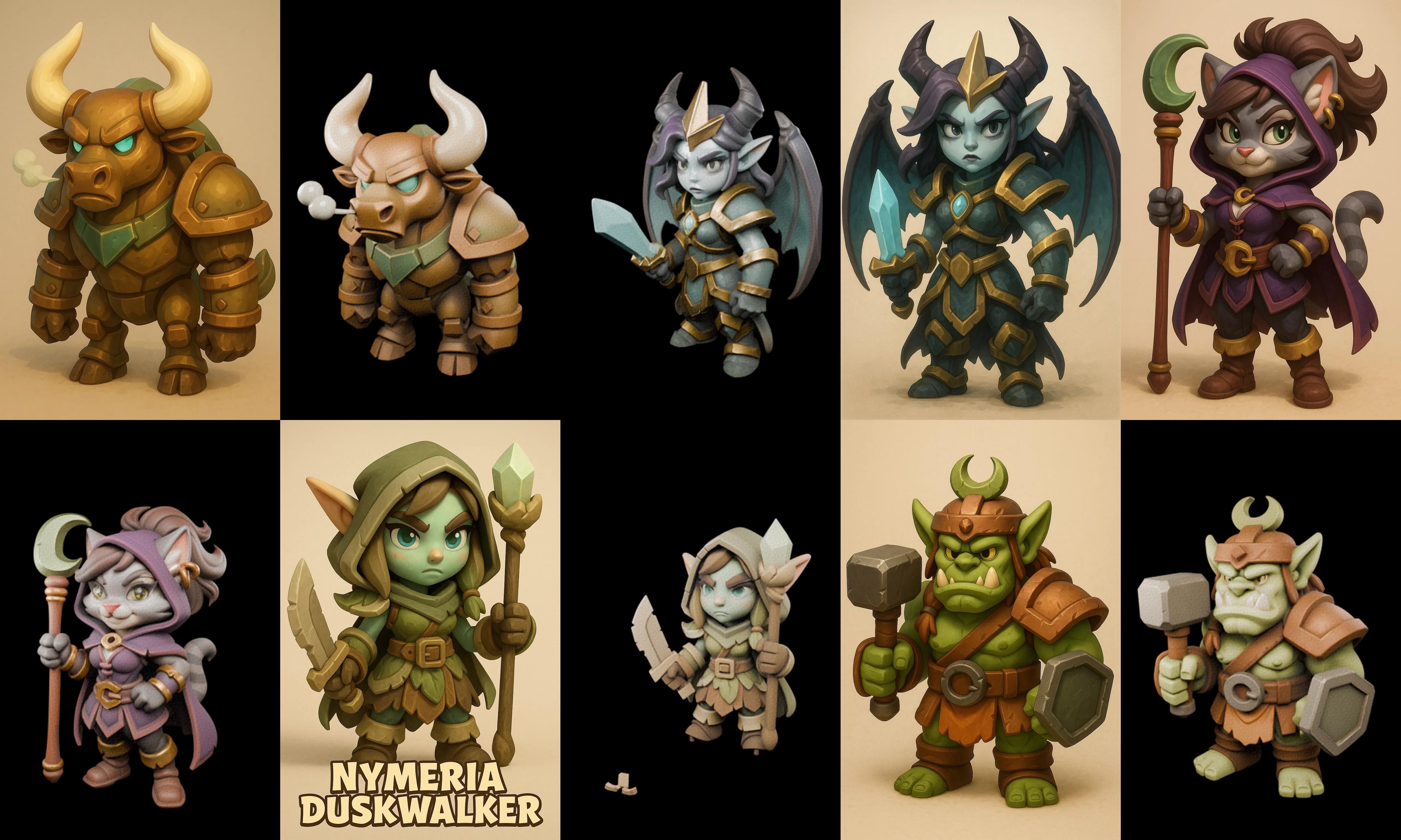 Role Play Fantasy Character bundle 13 pack 100 glb Low-poly 3D model_4