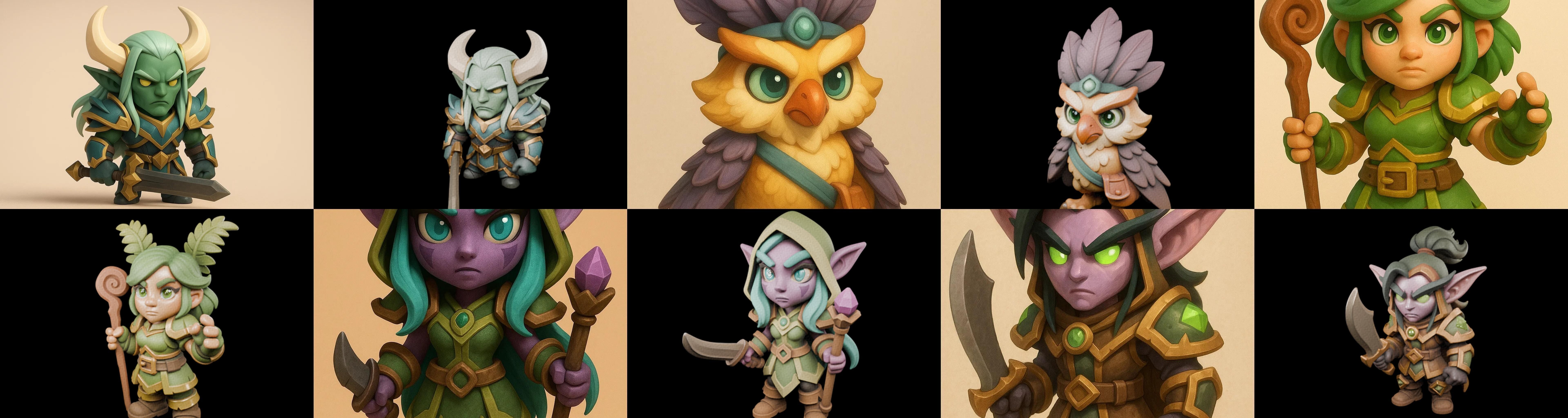 Role Play Fantasy Character bundle 13 pack 100 glb Low-poly 3D model_17