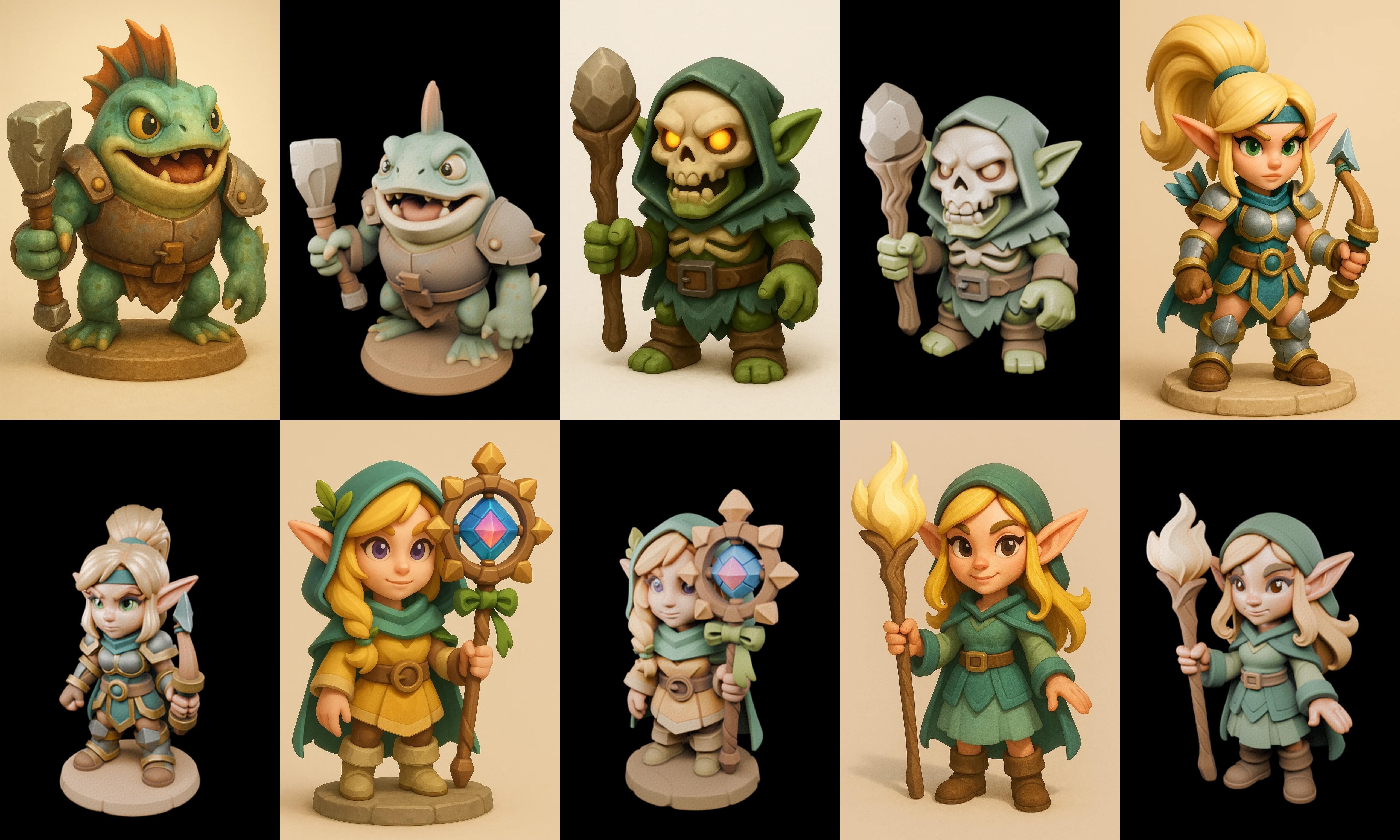 Role Play Fantasy Character bundle 13 pack 100 glb Low-poly 3D model_15