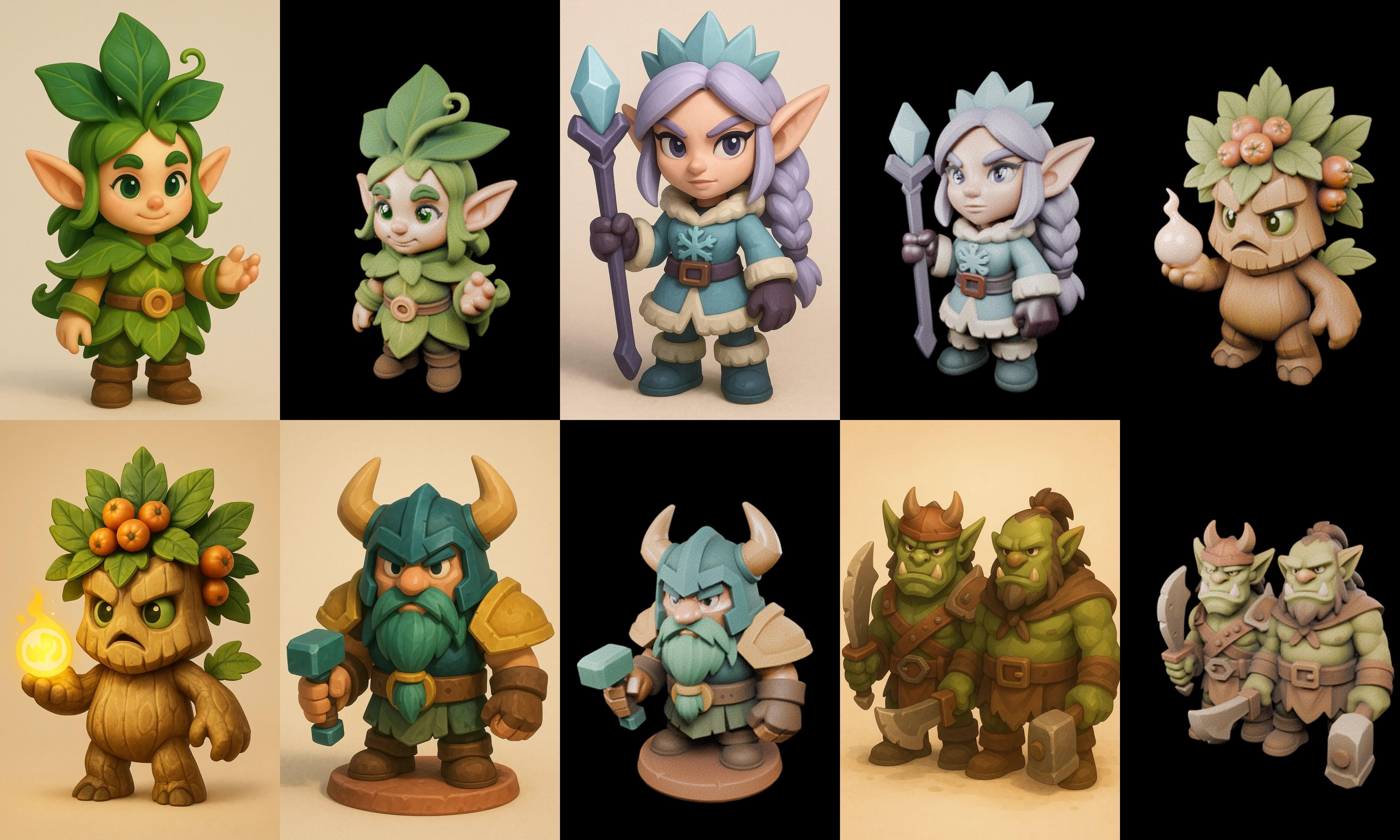 Role Play Fantasy Character bundle 13 pack 100 glb Low-poly 3D model_16