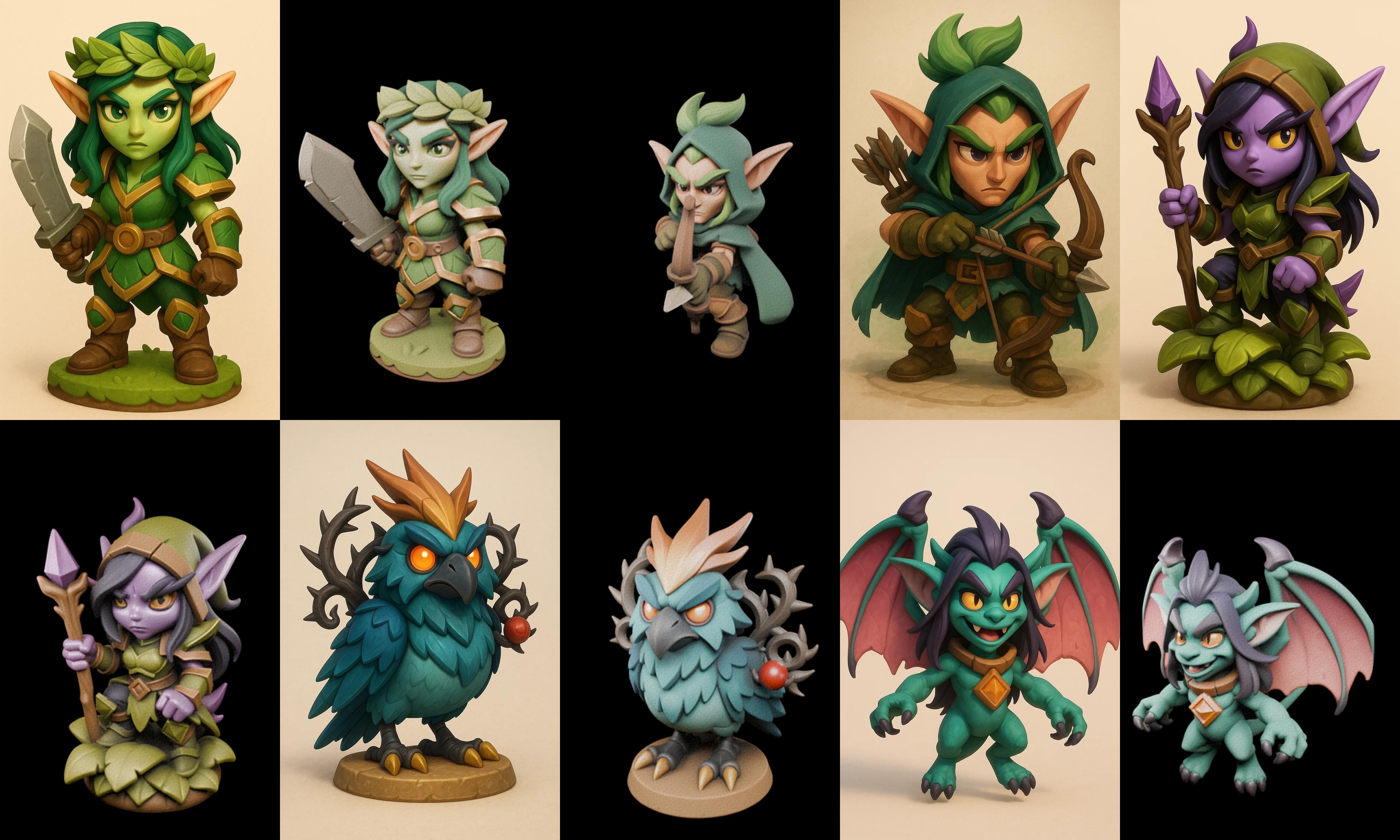 Role Play Fantasy Character bundle 13 pack 100 glb Low-poly 3D model_19