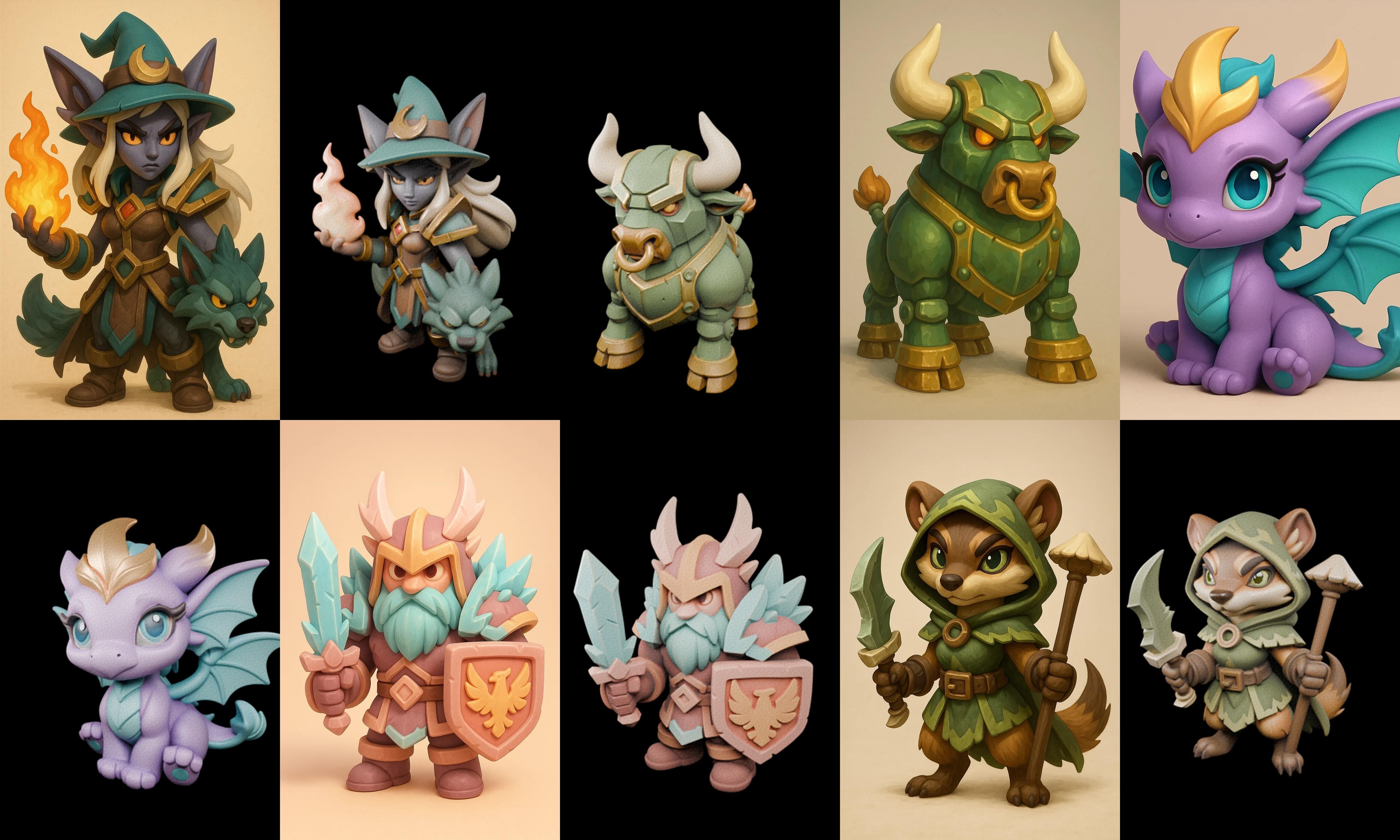Role Play Fantasy Character bundle 13 pack 100 glb Low-poly 3D model_3
