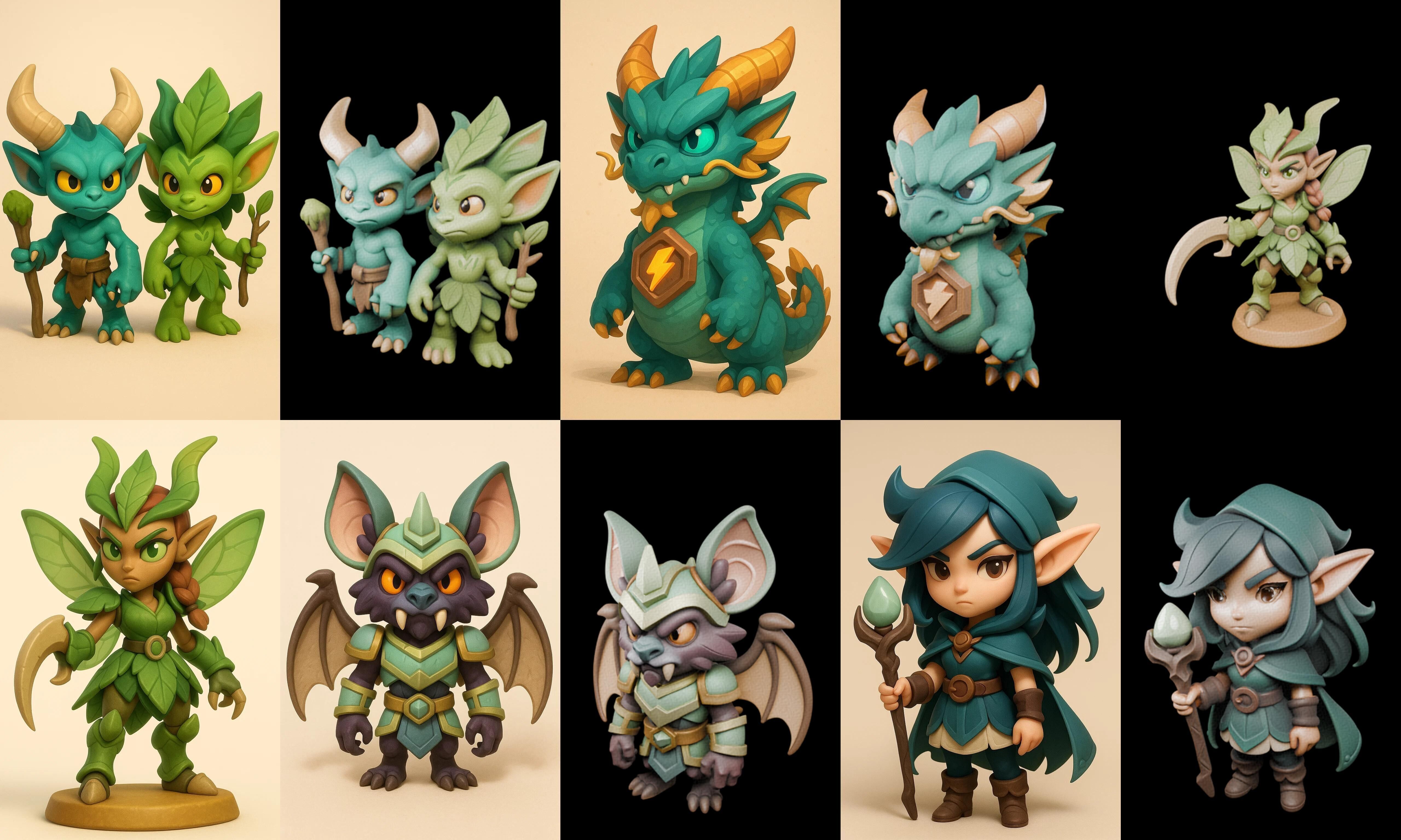 Role Play Fantasy Character bundle 13 pack 100 glb Low-poly 3D model_12