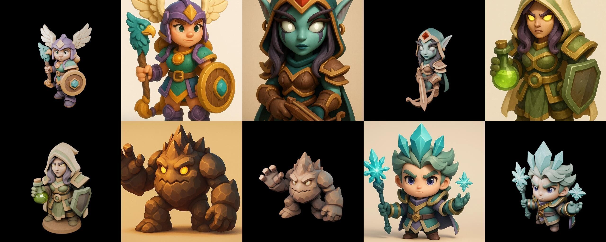 Role Play Fantasy Character bundle 13 pack 100 glb Low-poly 3D model_8