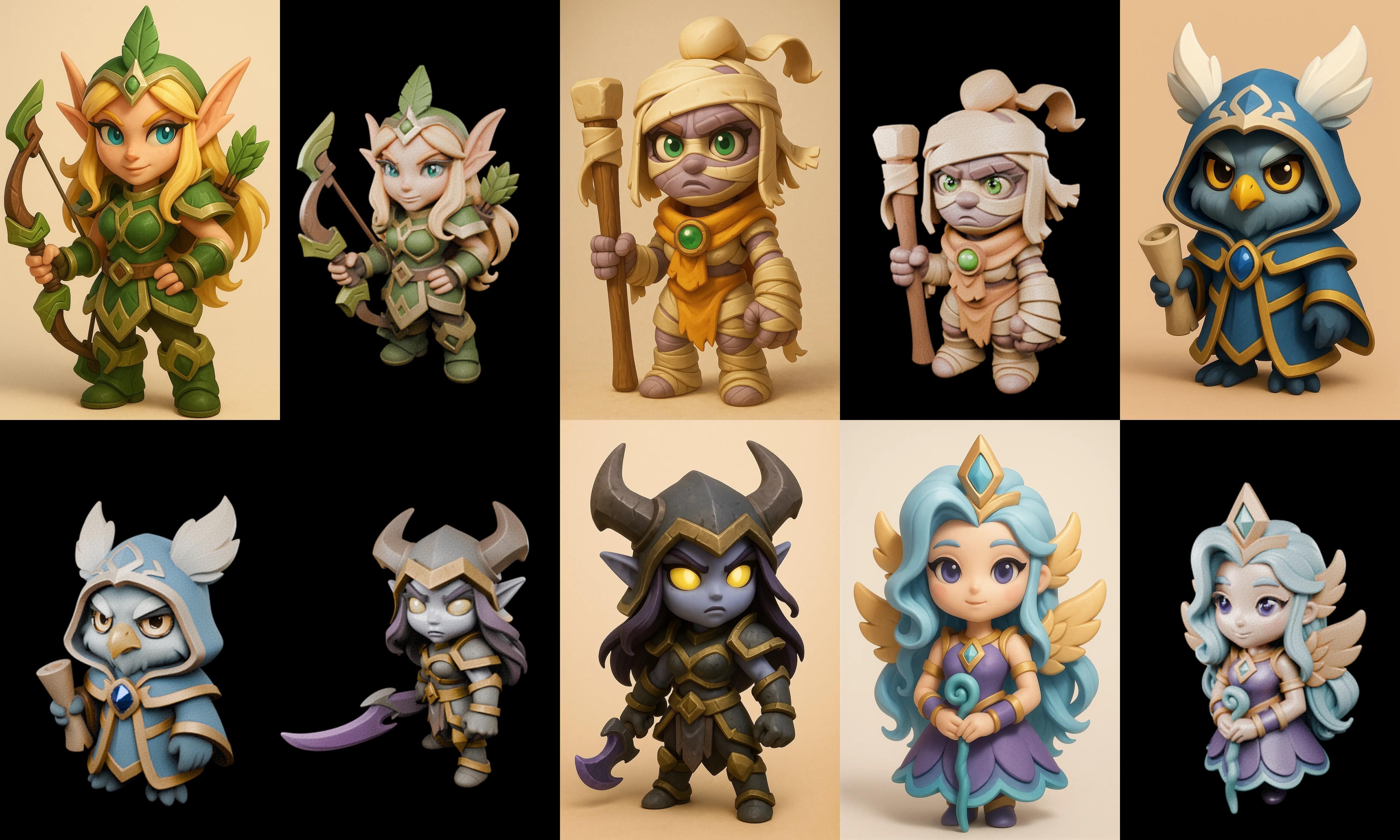 Role Play Fantasy Character bundle 13 pack 100 glb Low-poly 3D model_6