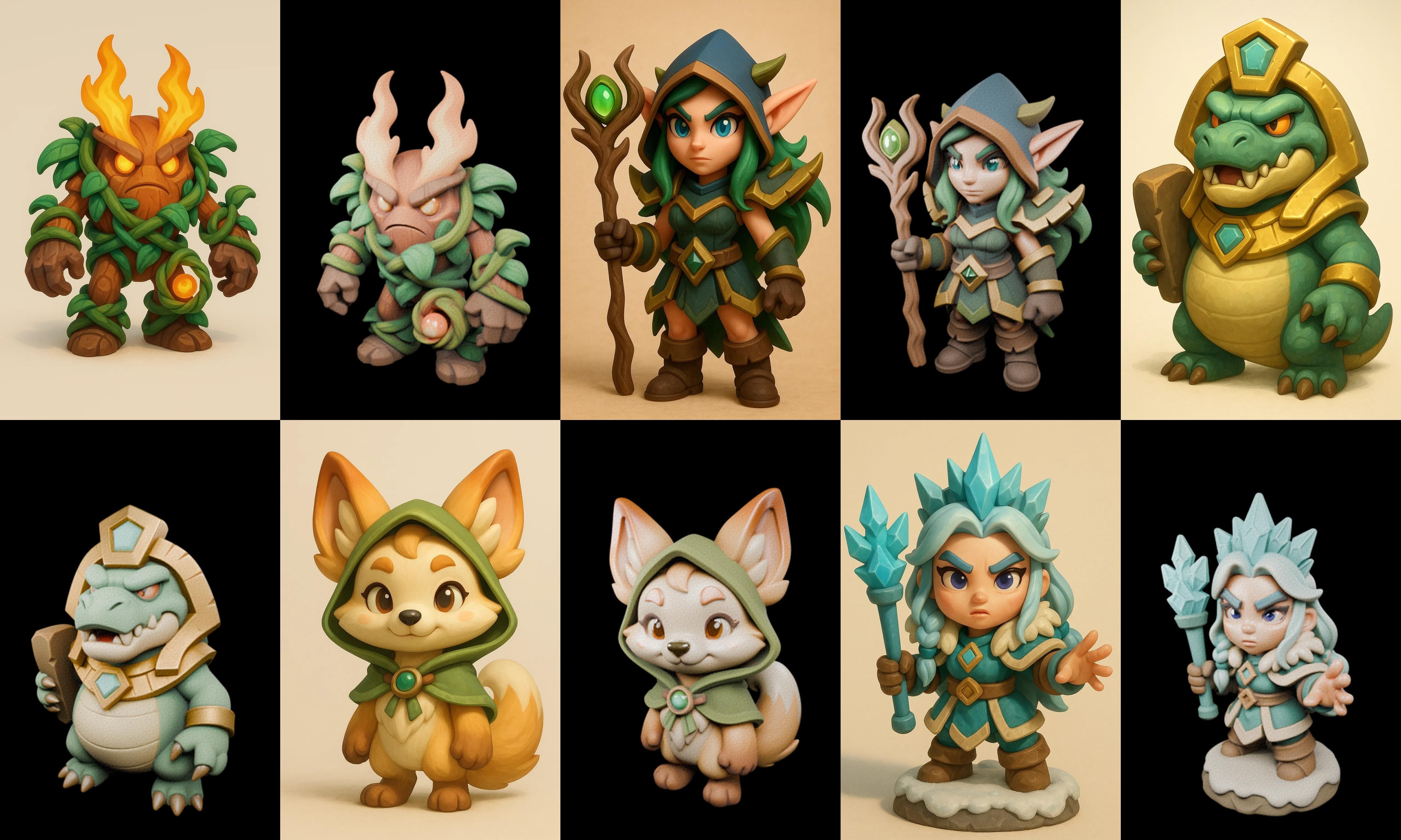 Role Play Fantasy Character bundle 13 pack 100 glb Low-poly 3D model_1