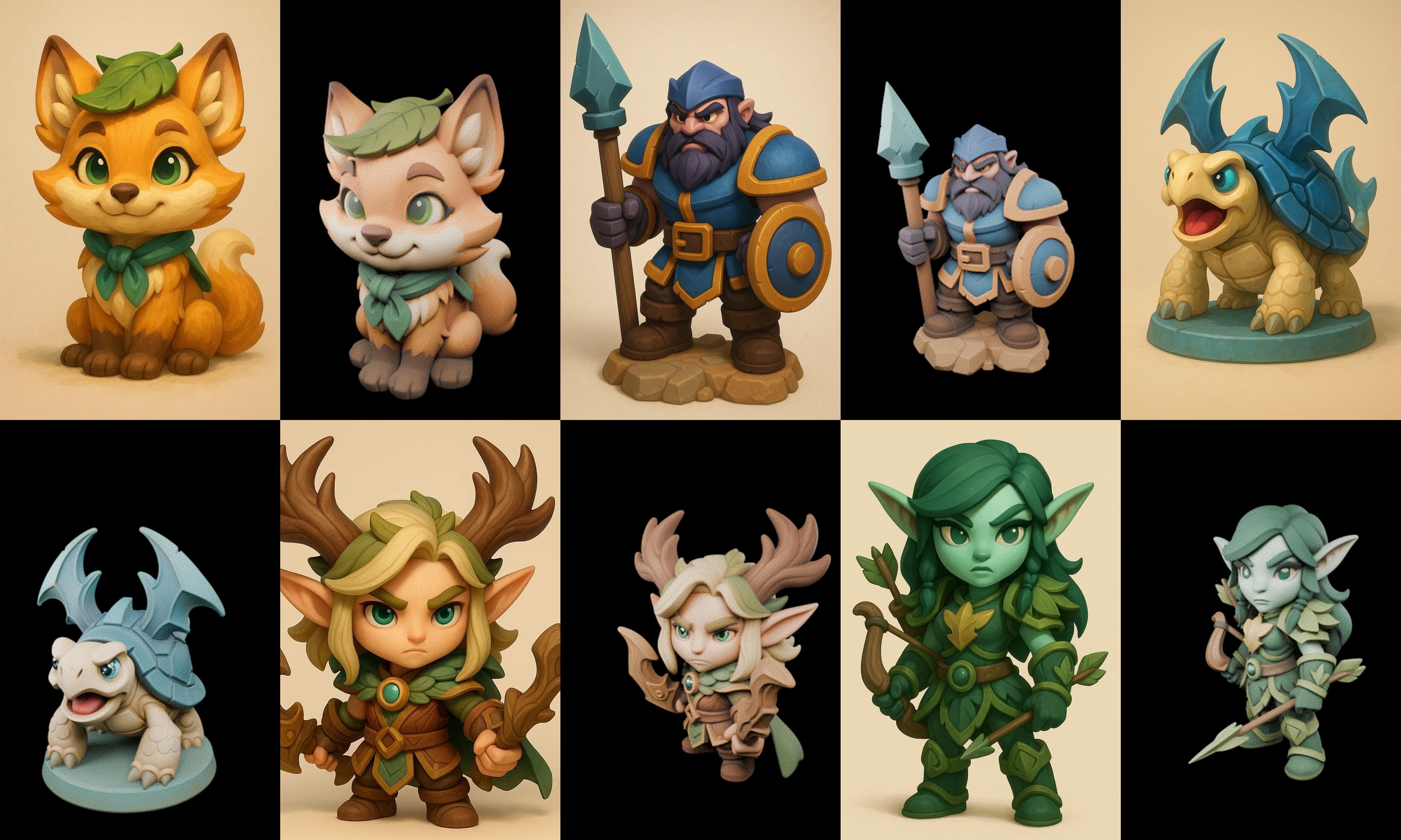 Role Play Fantasy Character bundle 13 pack 100 glb Low-poly 3D model_13