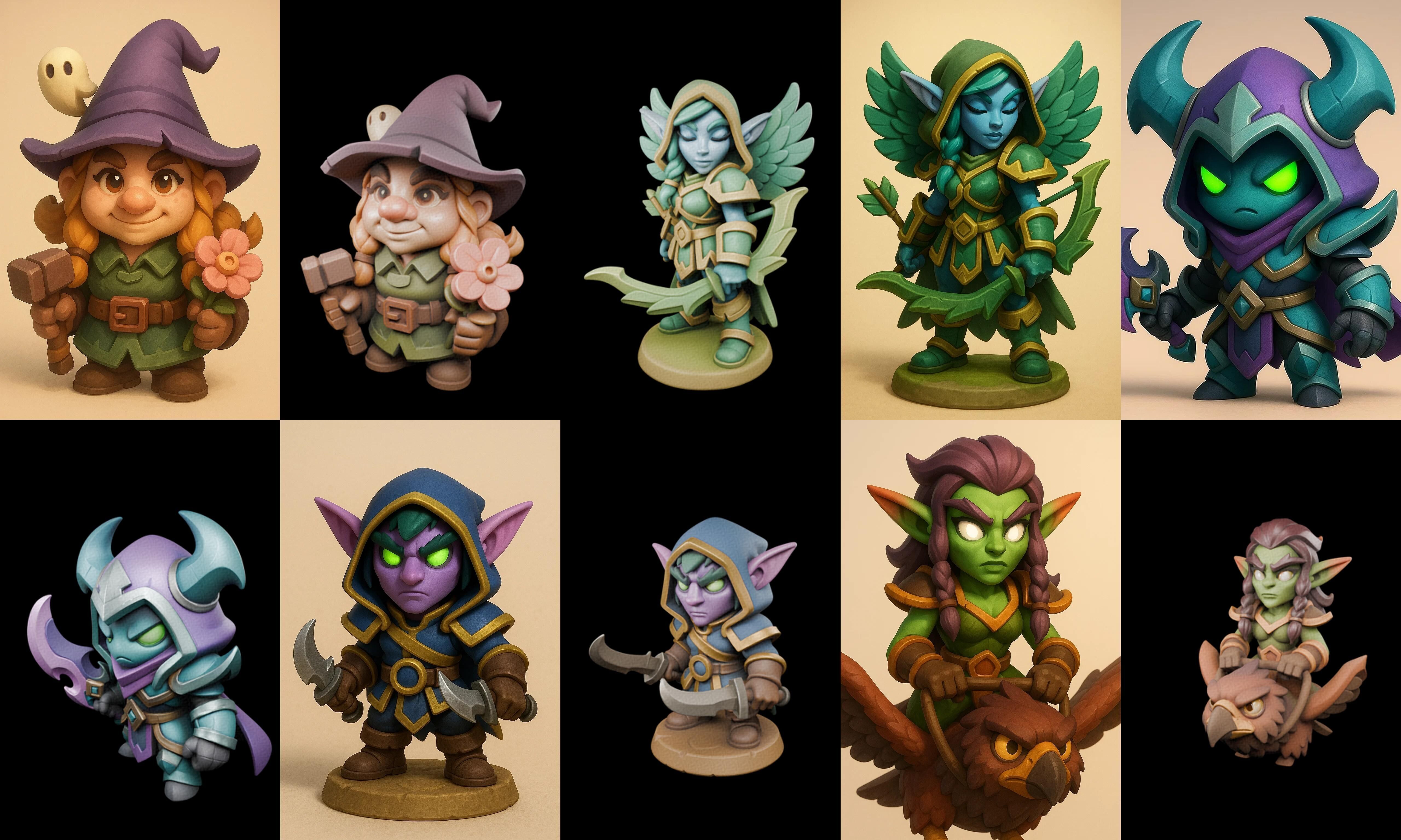 Role Play Fantasy Character bundle 13 pack 100 glb Low-poly 3D model_10