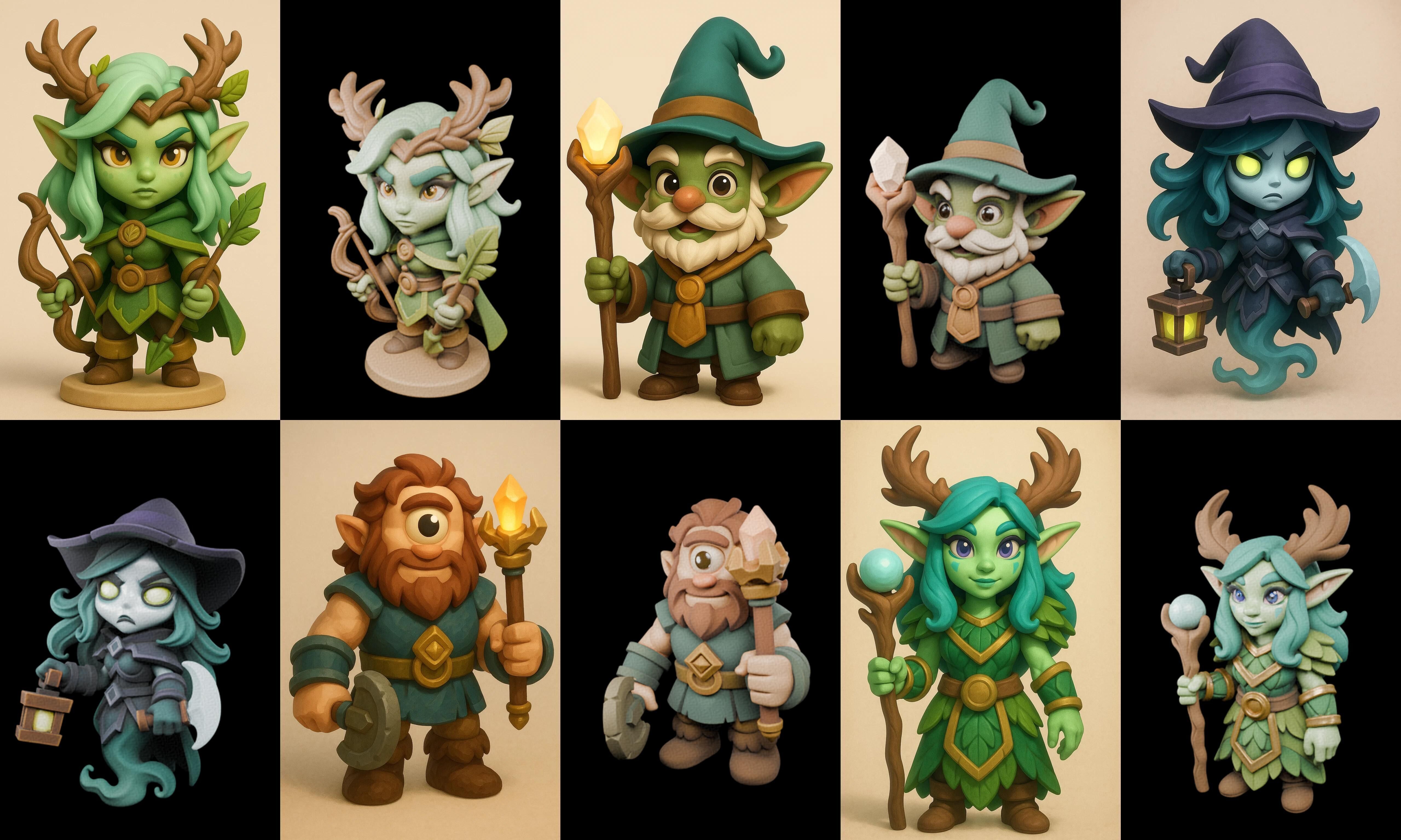Role Play Fantasy Character bundle 12 pack 100 glb Low-poly 3D model_19