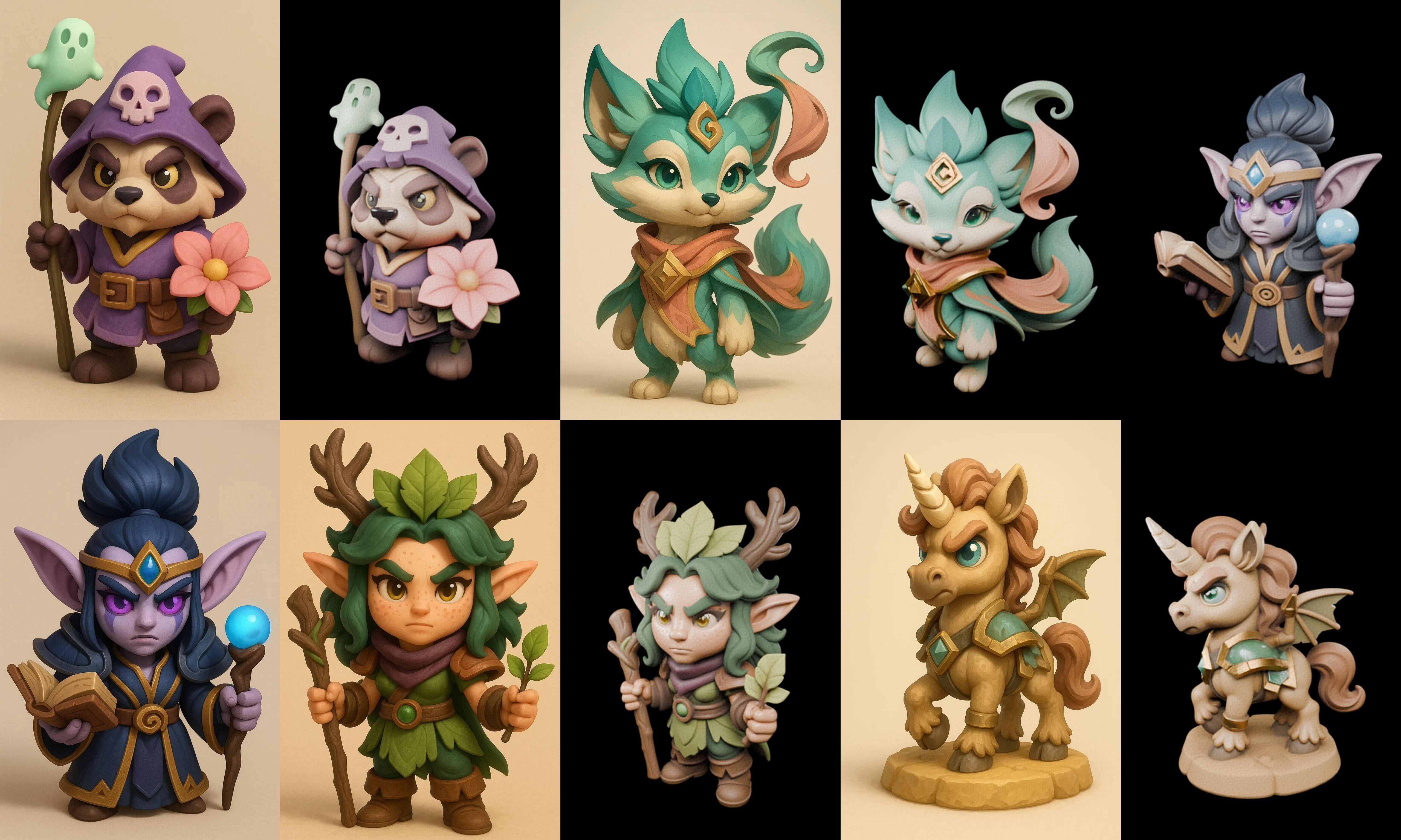 Role Play Fantasy Character bundle 12 pack 100 glb Low-poly 3D model_2