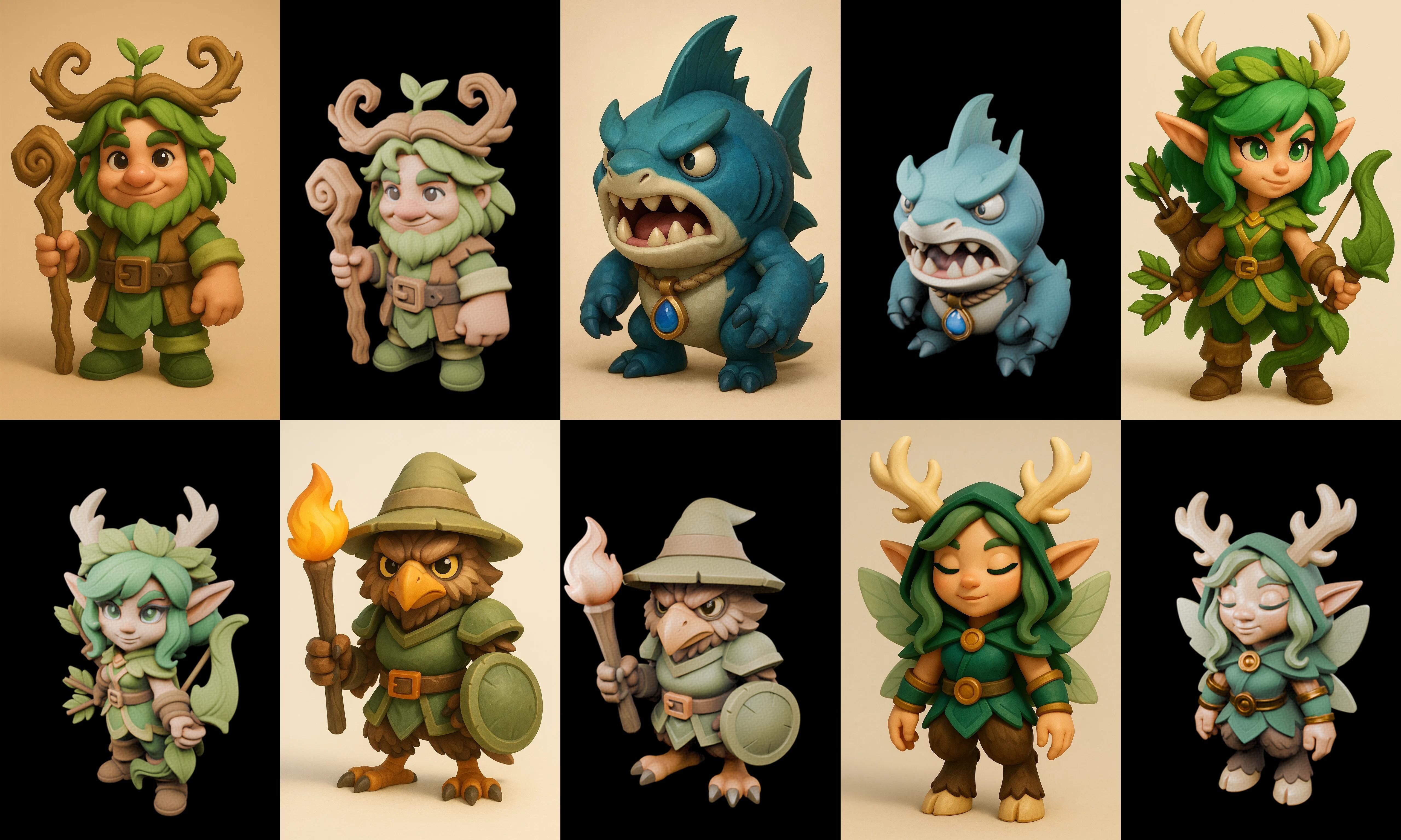 Role Play Fantasy Character bundle 12 pack 100 glb Low-poly 3D model_14